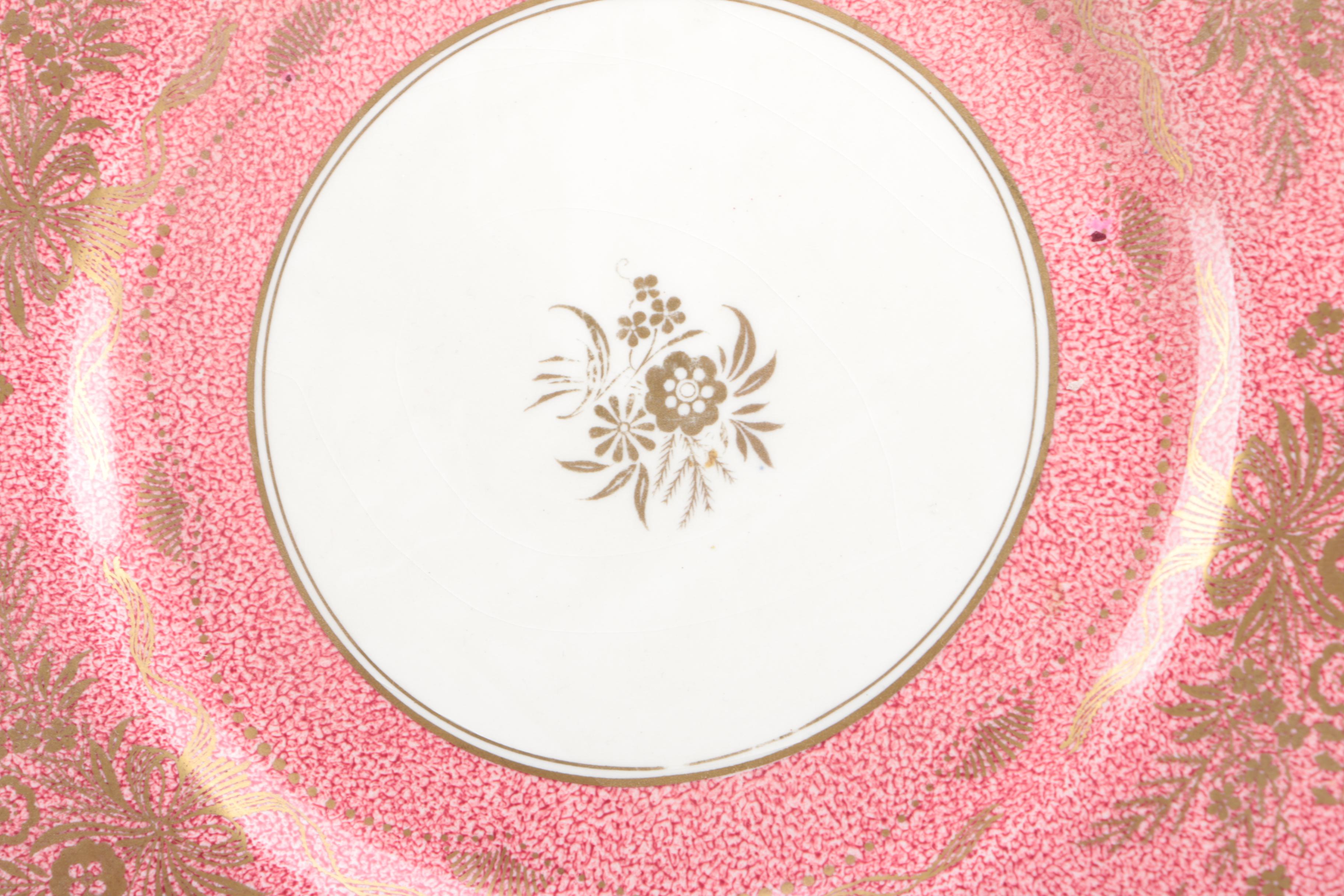 Minton Pink and Gold Porcelain Dinner Plates