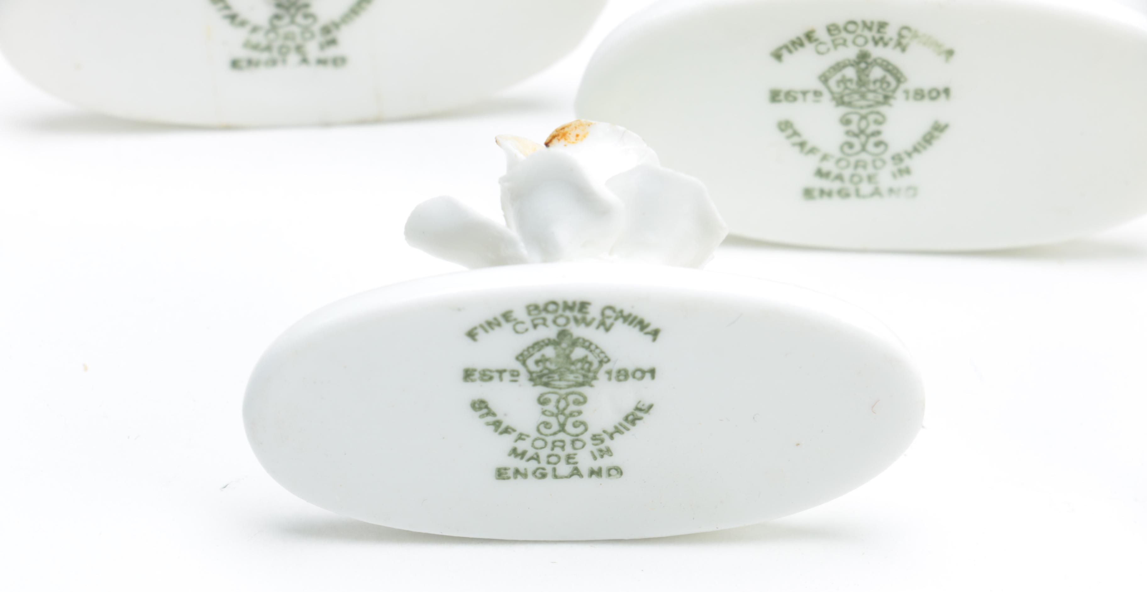 Crown Staffordshire Floral Place Holders and Dresden Candle Holders