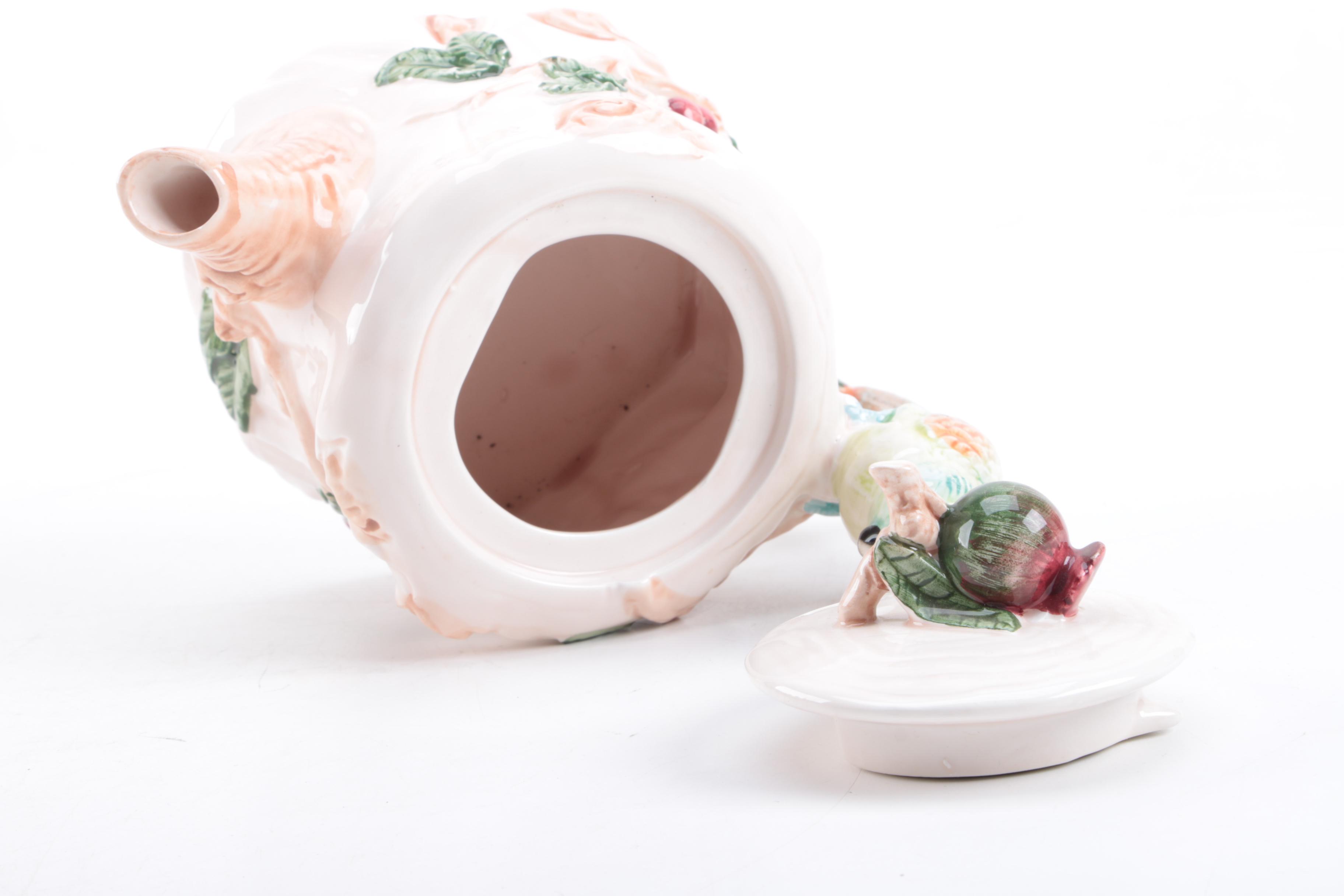 Vintage Ceramic Teapots Featuring Fitz and Floyd