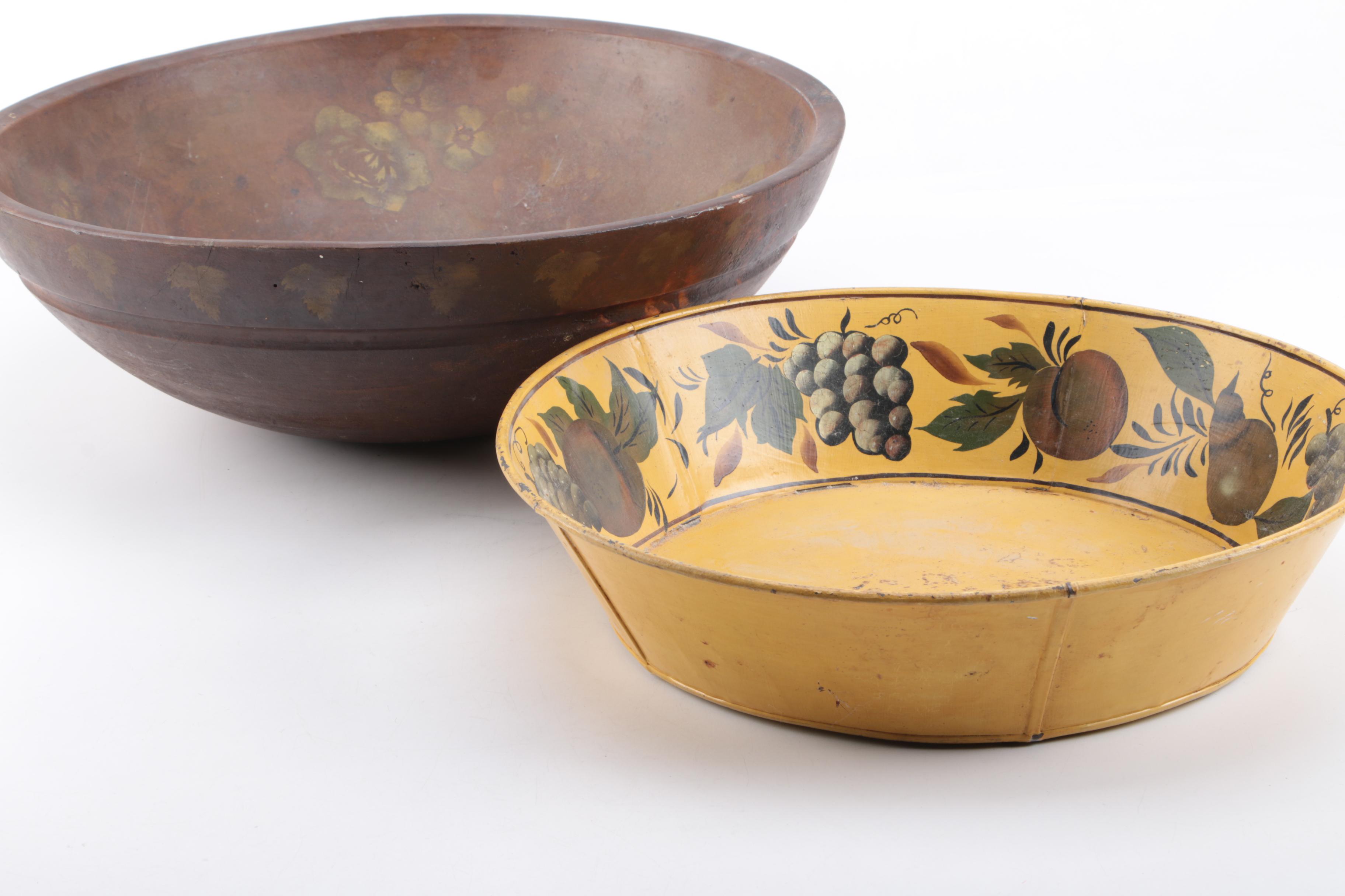 Vintage Hand Painted Tole Bowls