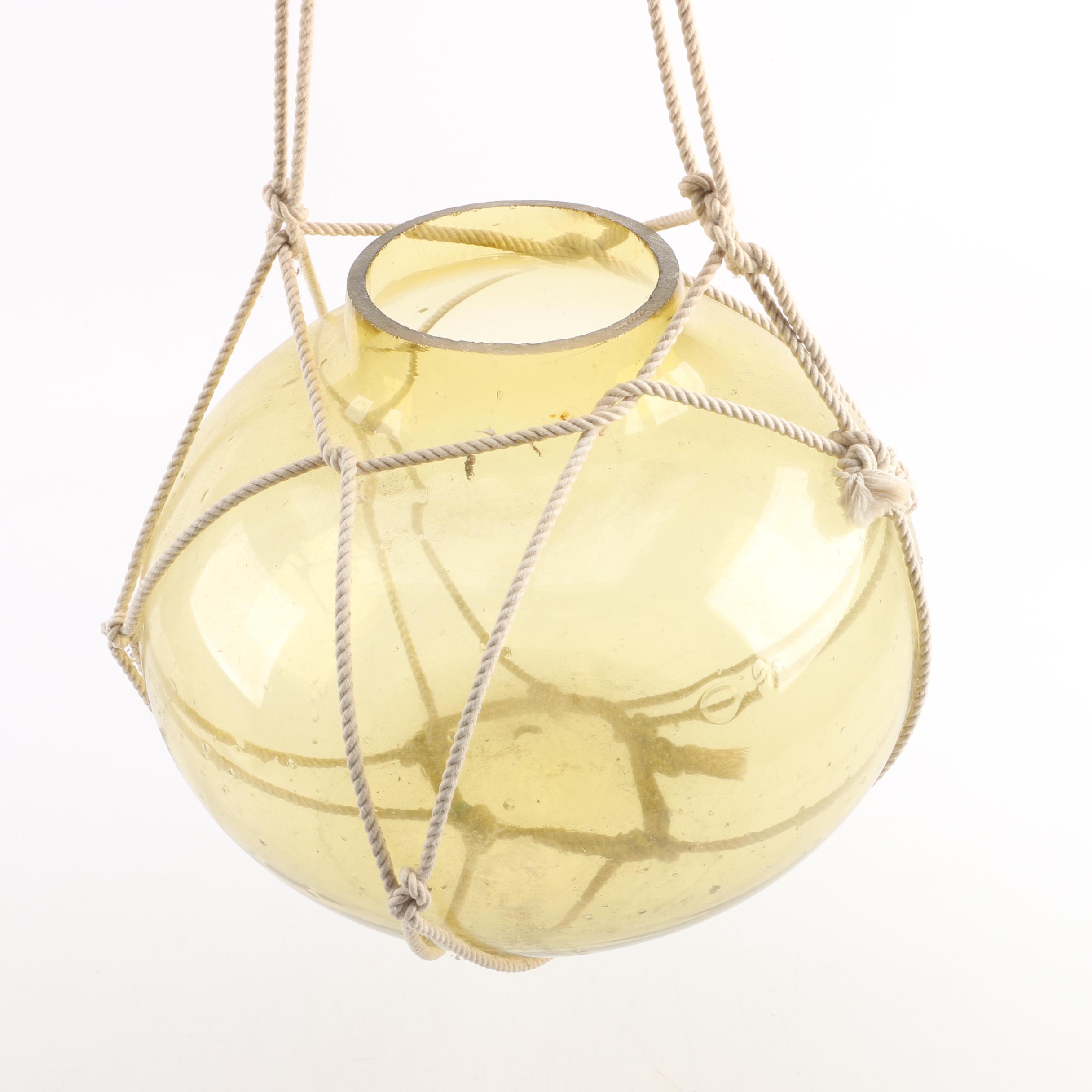 Decorative Hanging Amber-Hued Glass Sphere
