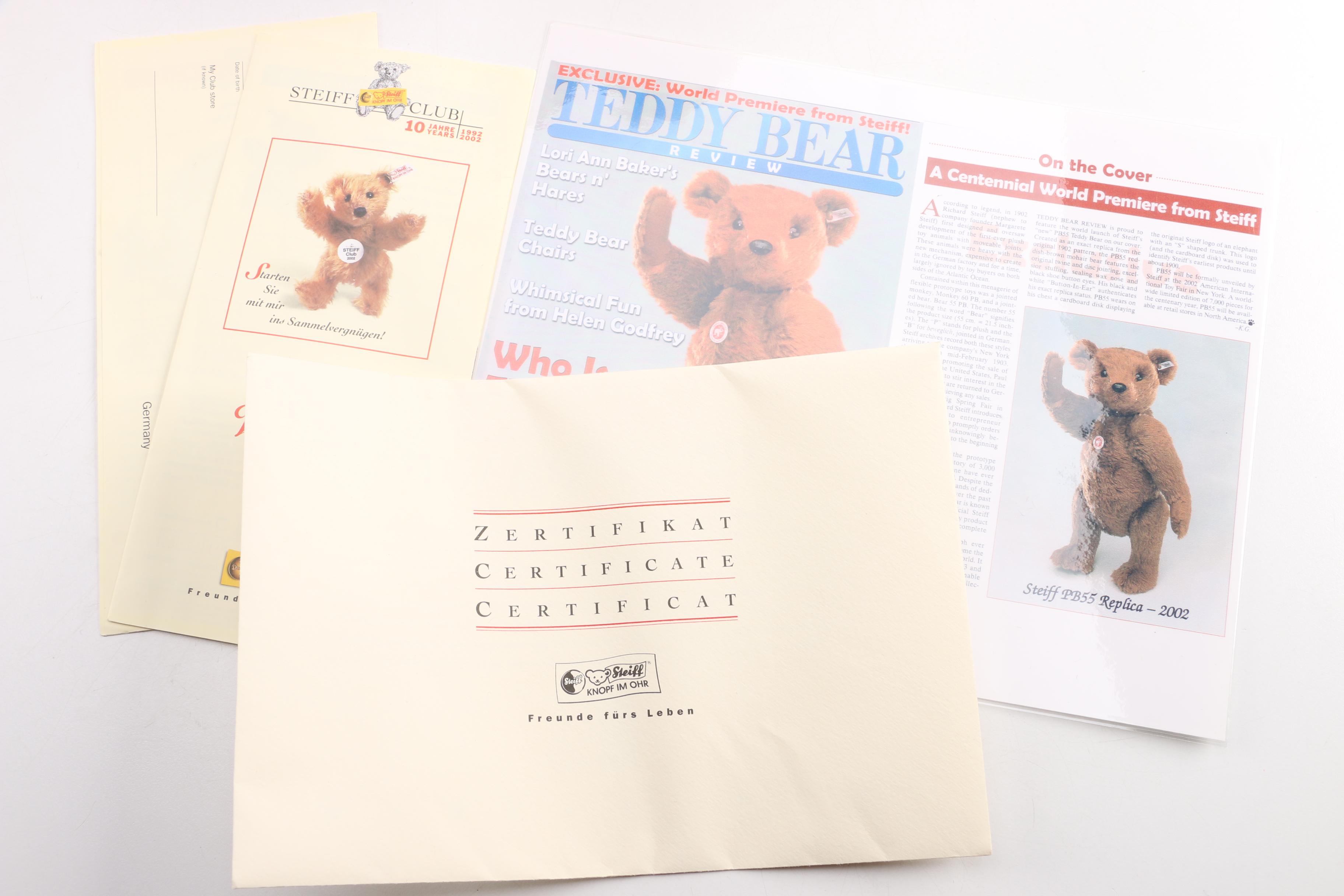 2002 Steiff 100th Anniversary Plush Teddy Bear