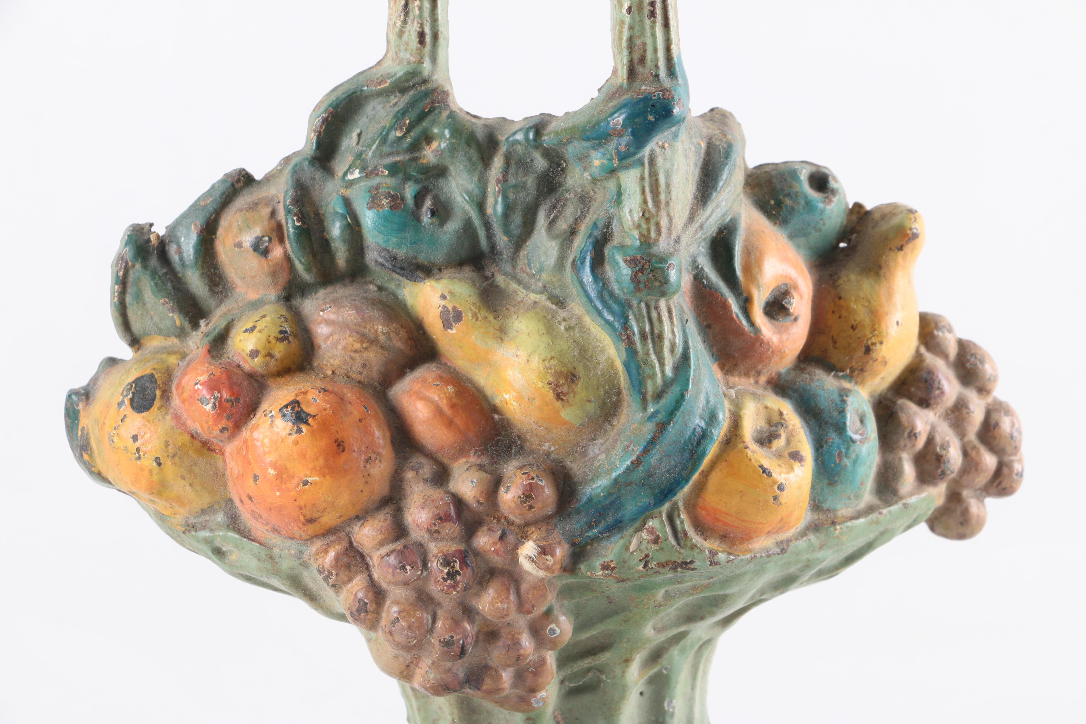 Vintage Fruit Basket Motif Metal Door Stop