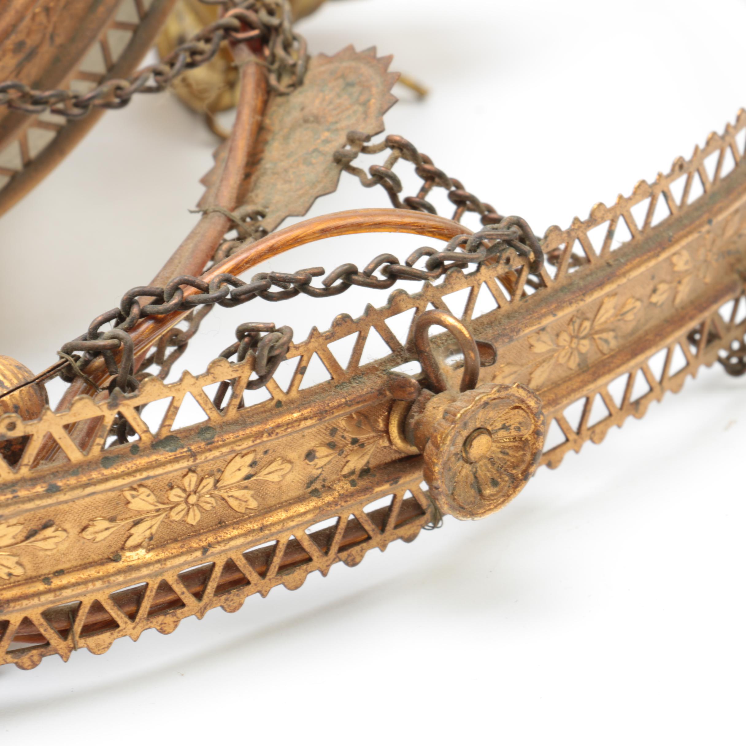 VIntage Converted Hanging Oil Light with Glass Shade