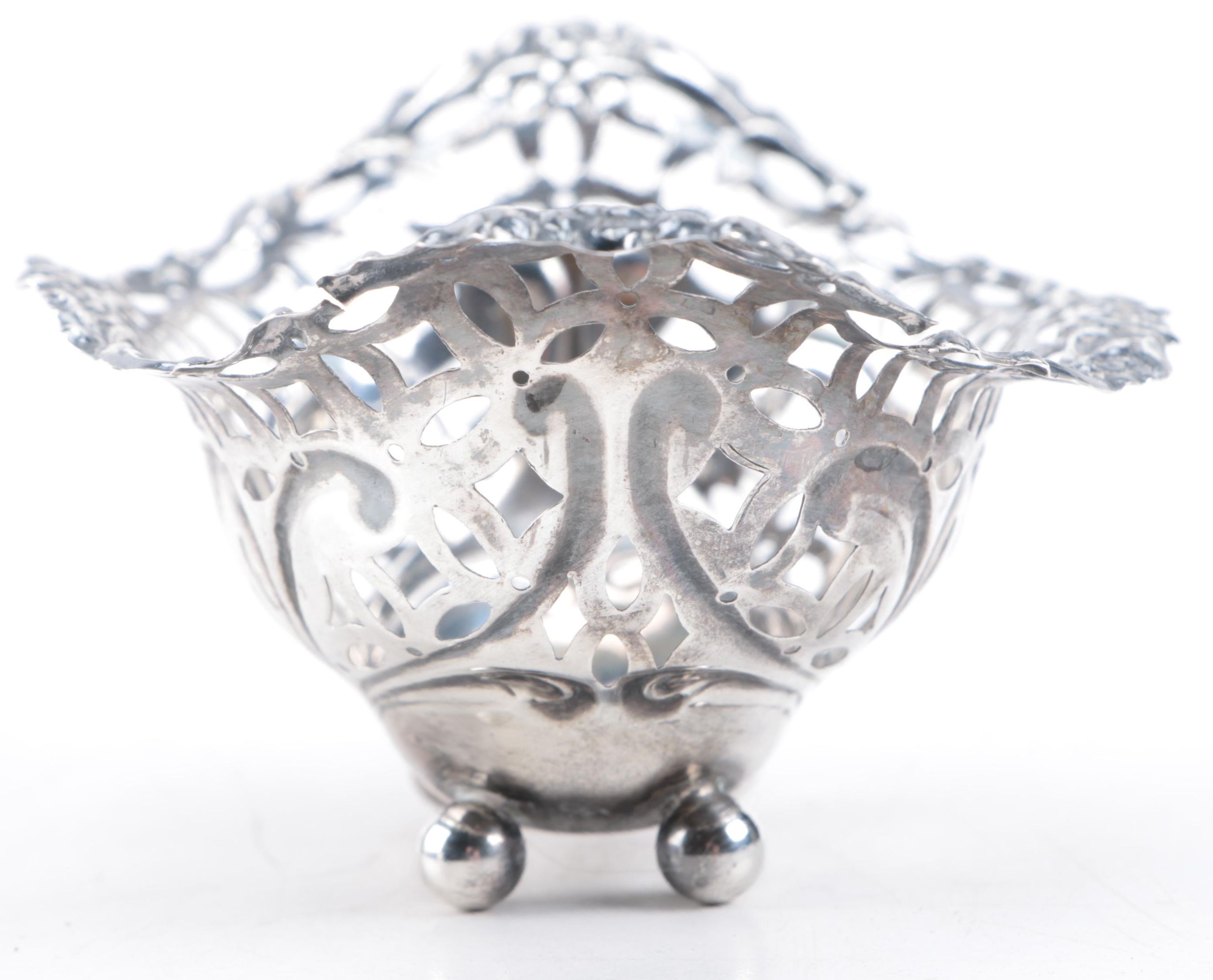 Openwork Silver Plate Nut Bowl