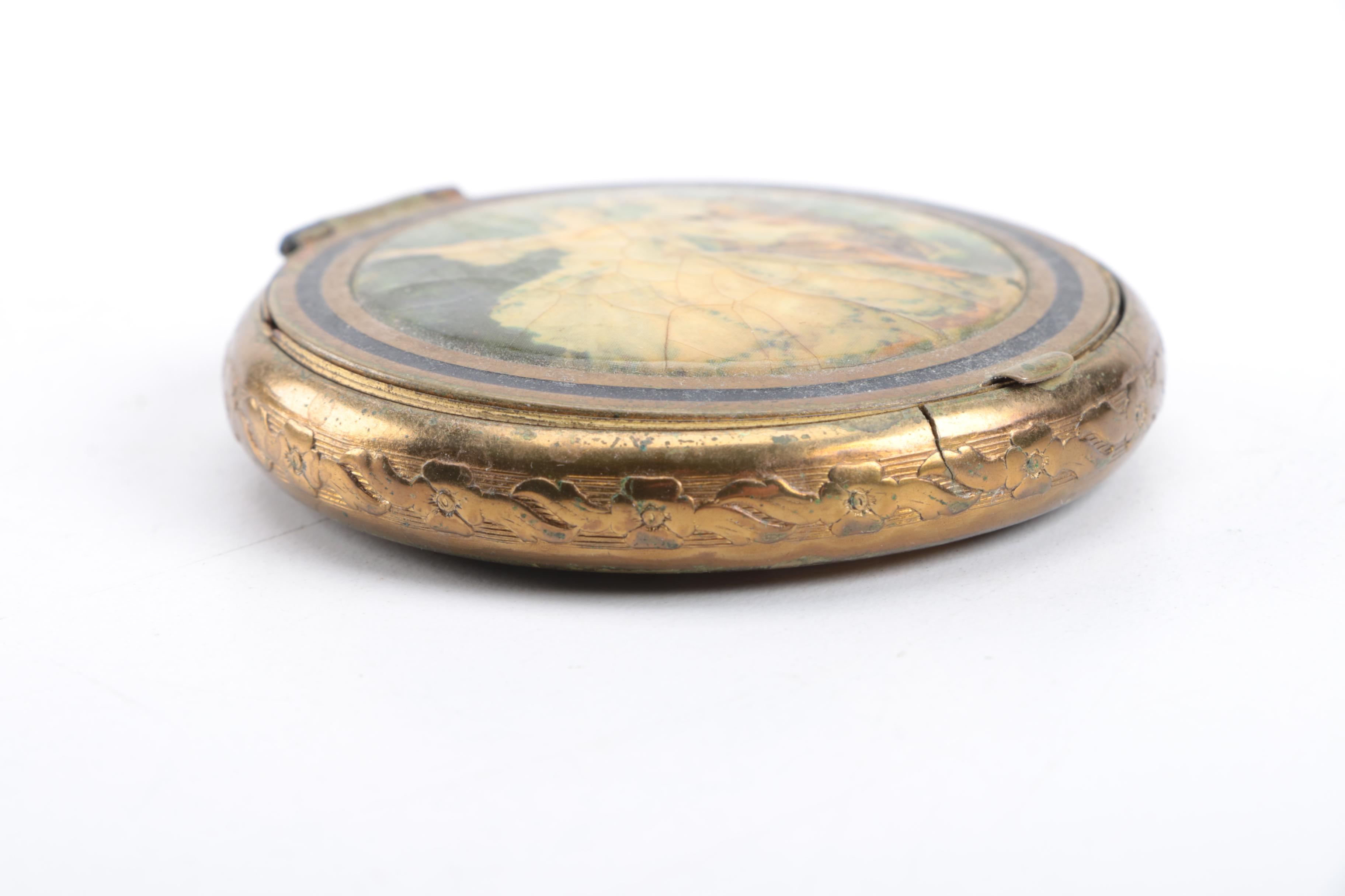 Brass Tone Compact Mirror