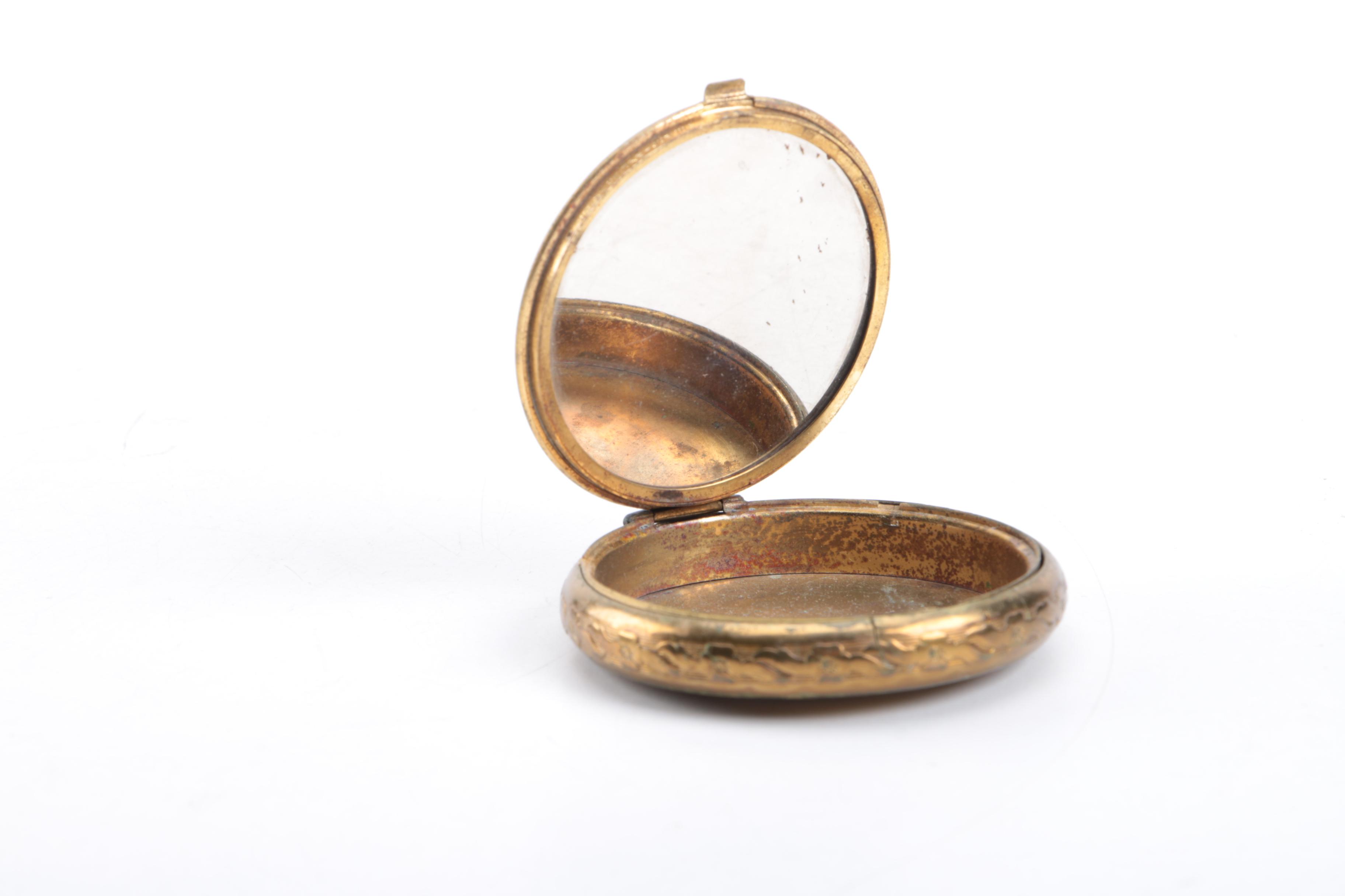 Brass Tone Compact Mirror
