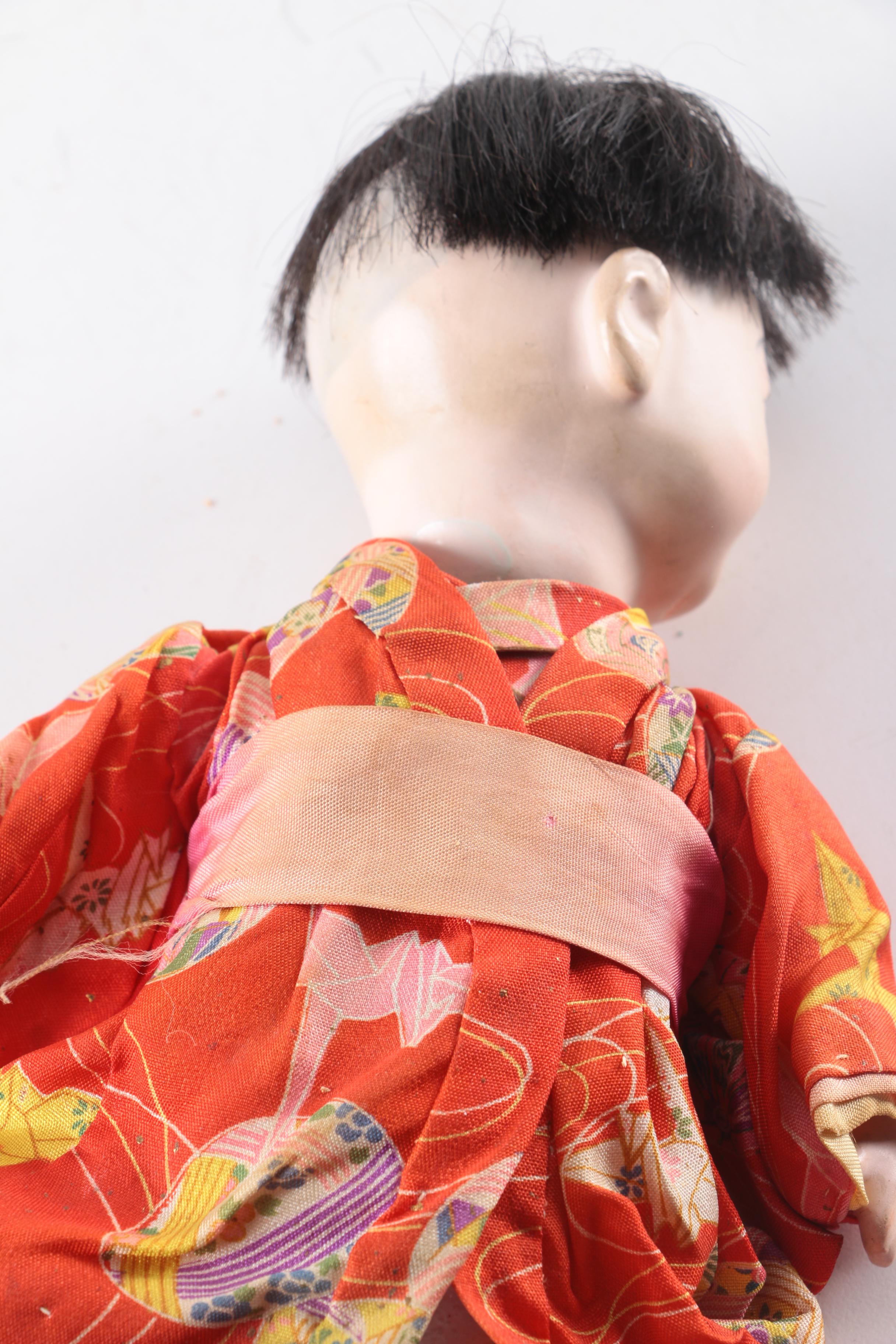 1950s Hanako "Japanese Doll with Six Wigs" and Gofun Composition Doll