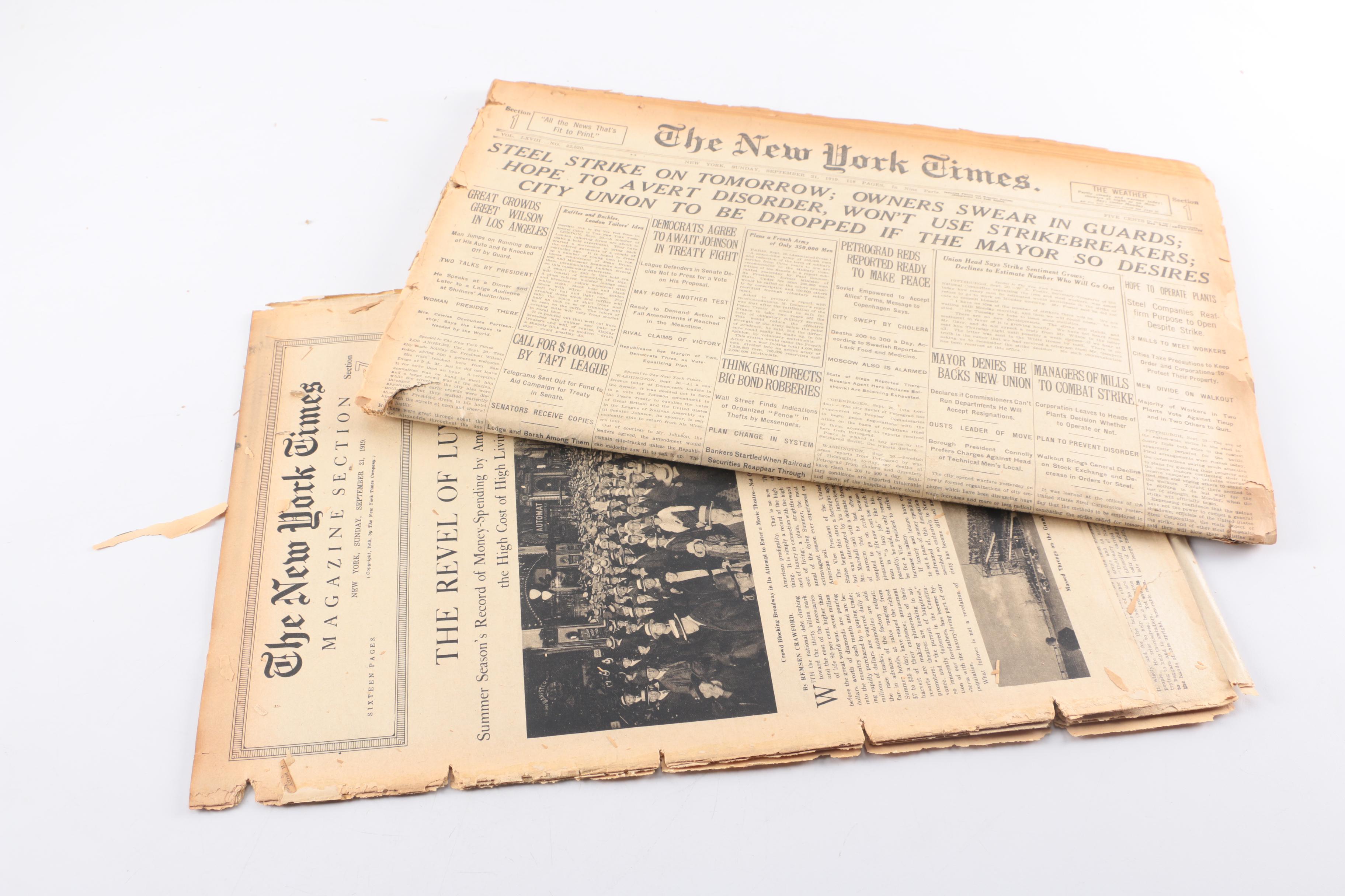 "The New York Times" September 21, 1919 Issue