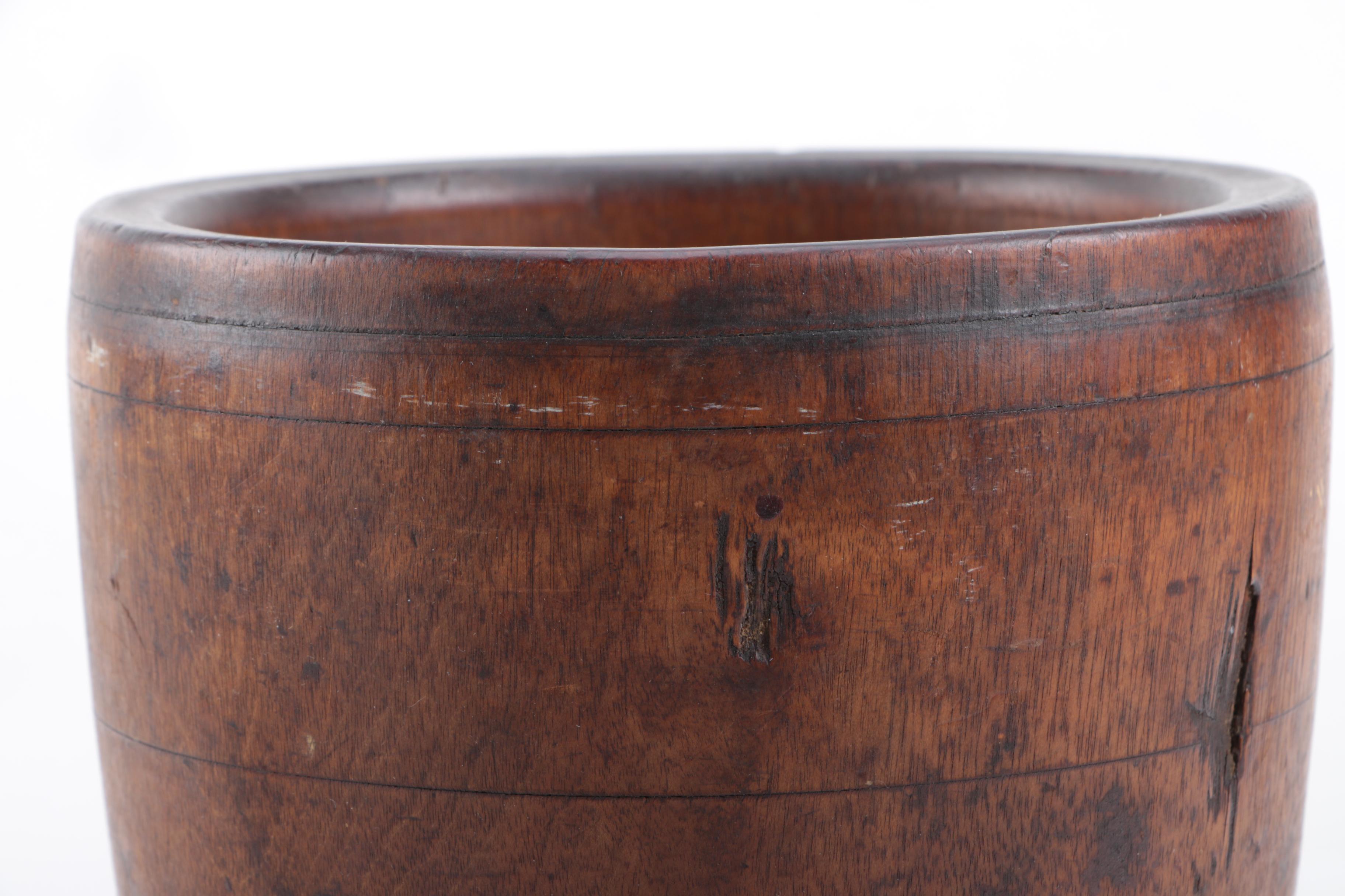 Peugeot Freres Valentigney Wood Coffee Grinder and Wooden Mortar and Pestle