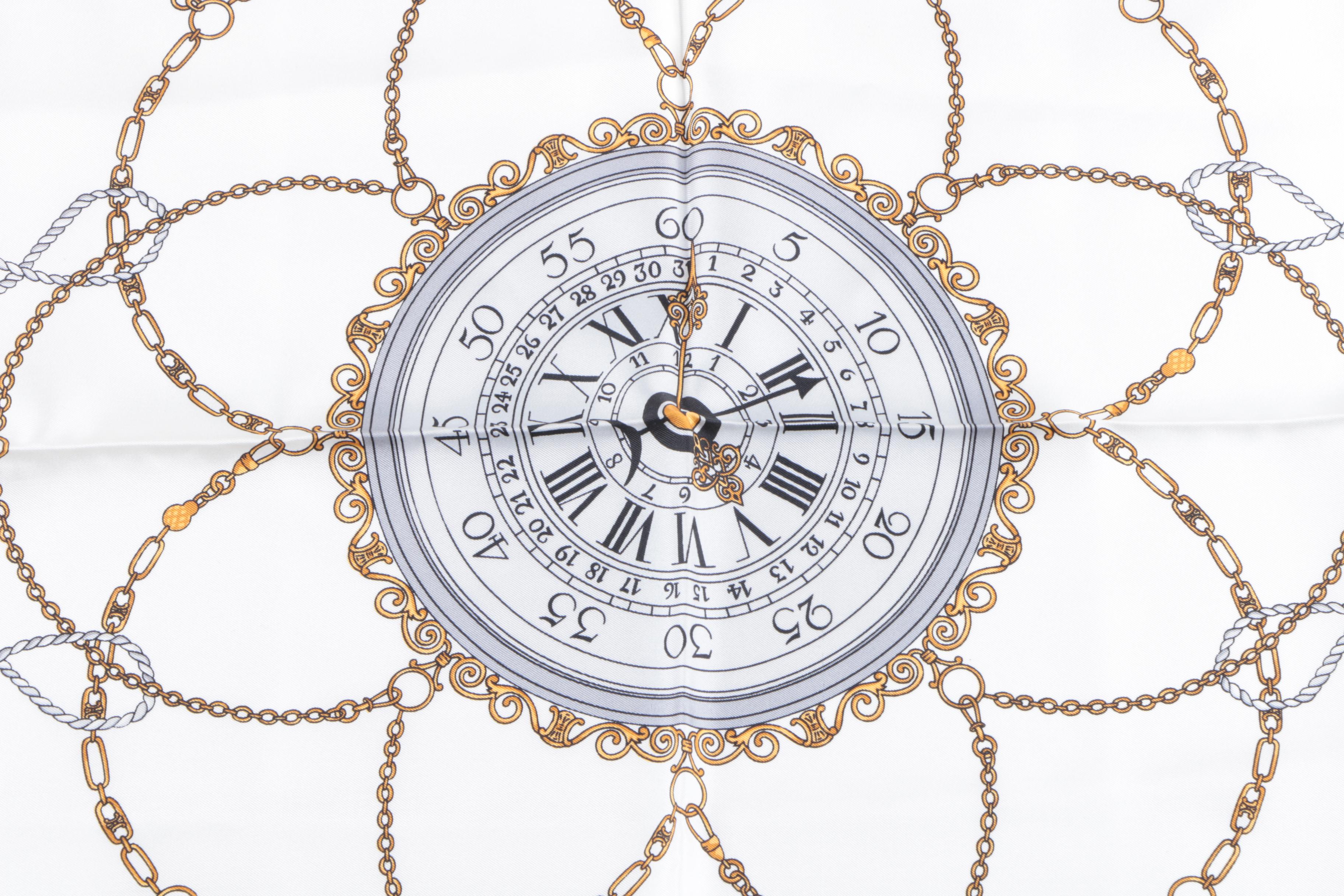 Celine Paris Silk Pocketwatch Motif Scarf