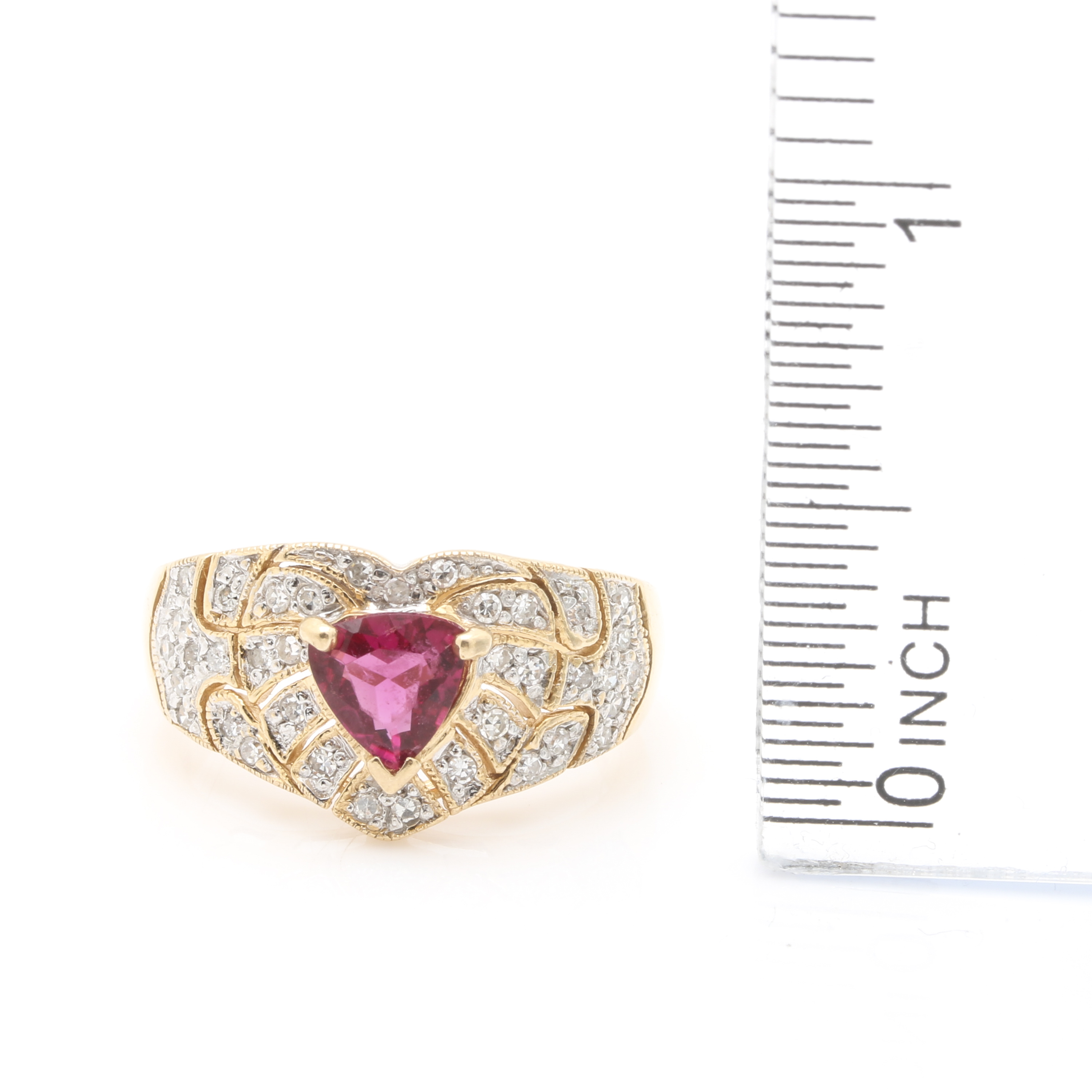 John C. Rinker 14K Yellow Gold Pink Tourmaline Diamond Ring