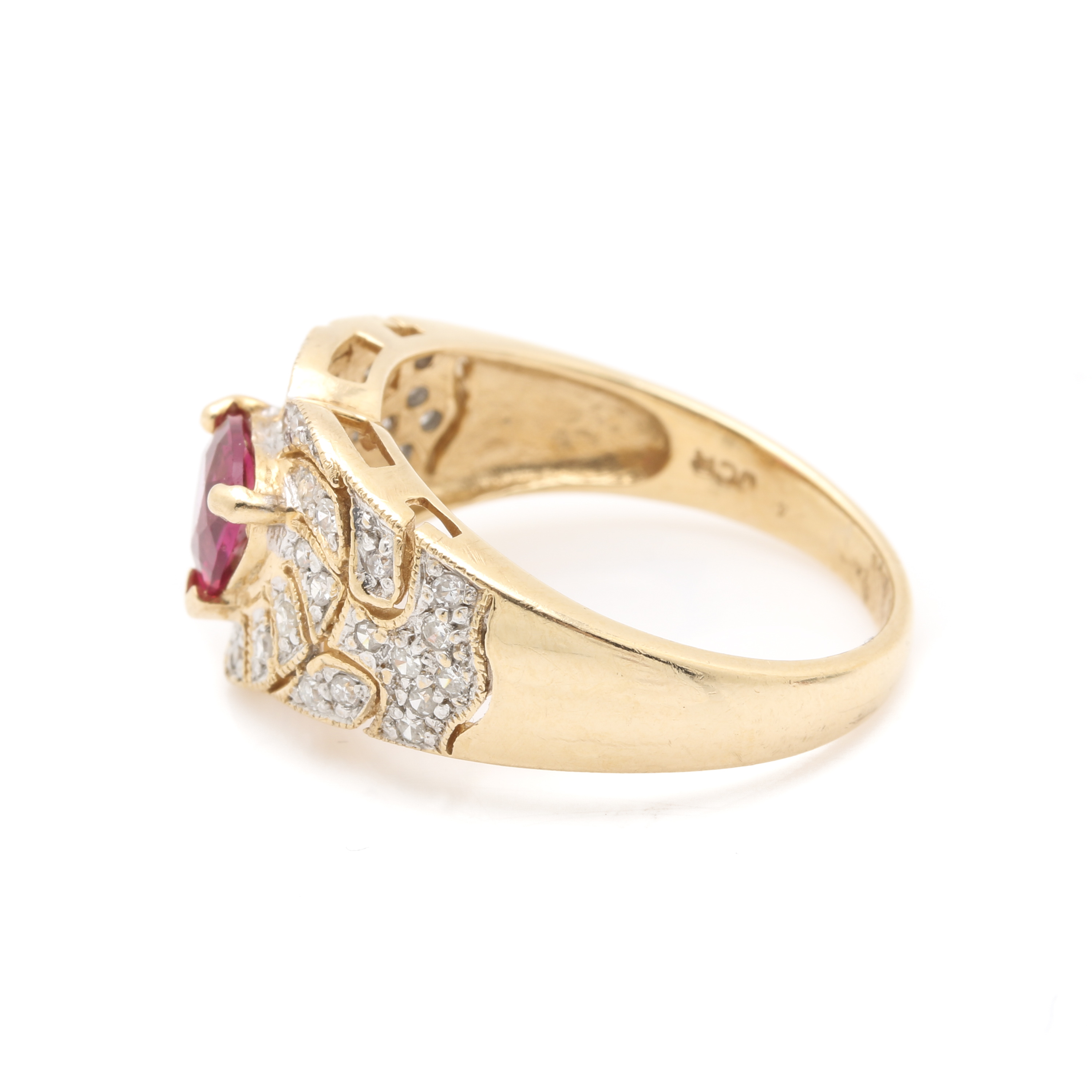 John C. Rinker 14K Yellow Gold Pink Tourmaline Diamond Ring