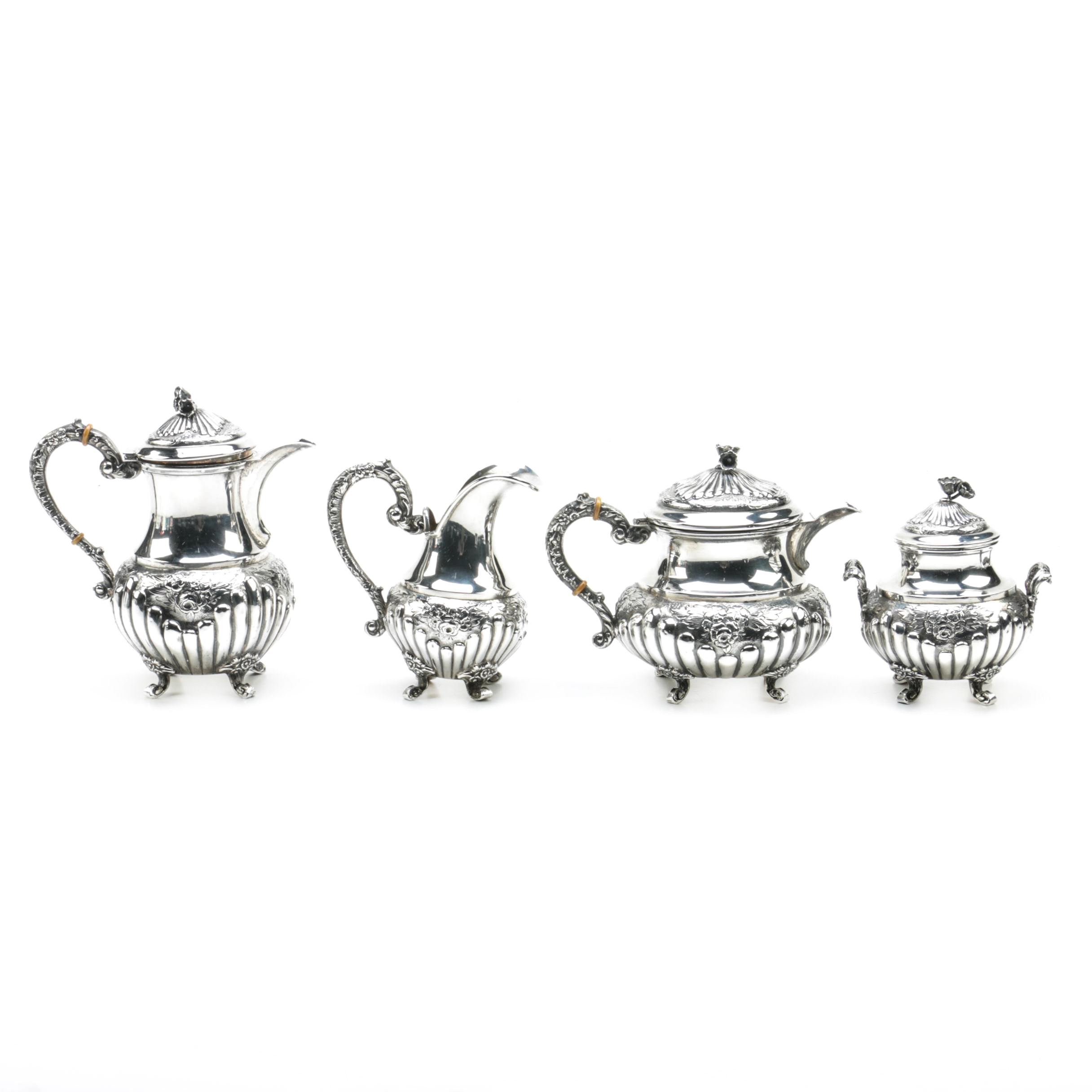 Spanish Baroque Style 915 Silver Tea Set