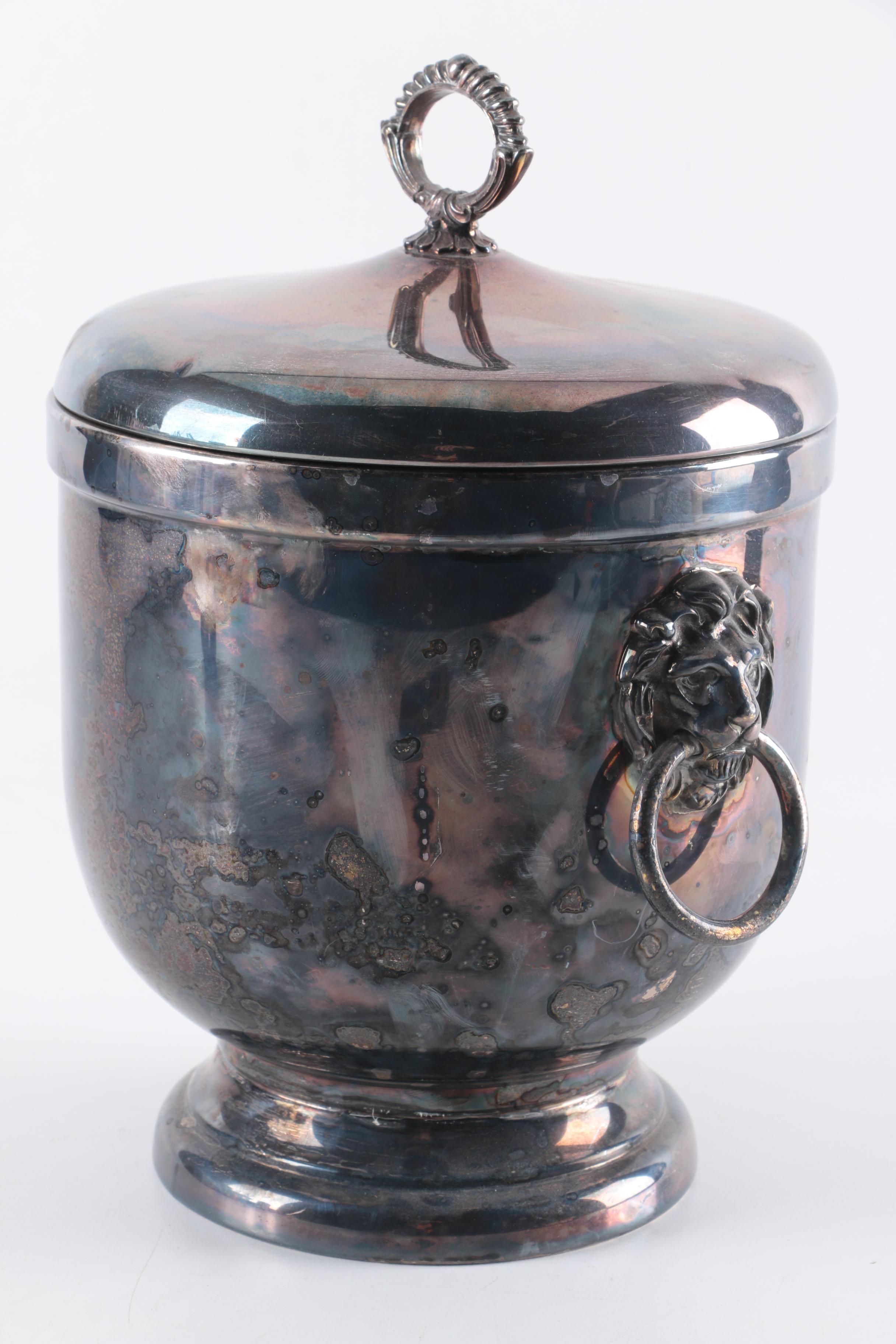 Danish Silver Plate Bud Vase with Silver Plate Ice Bucket