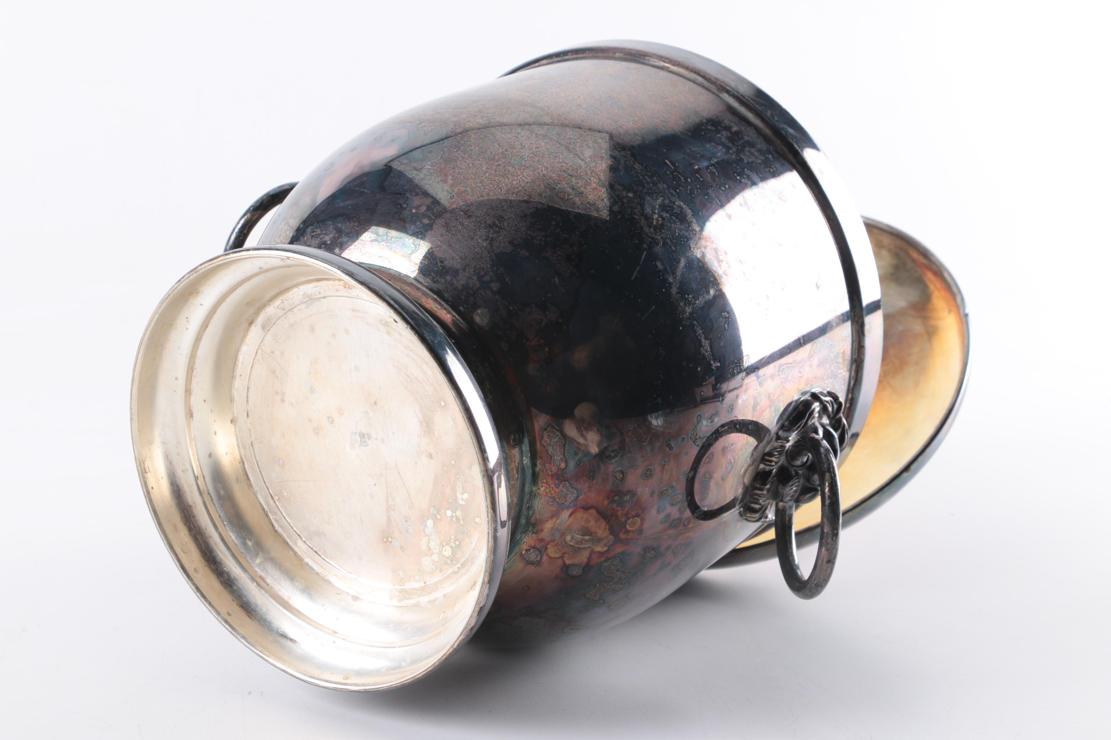 Danish Silver Plate Bud Vase with Silver Plate Ice Bucket