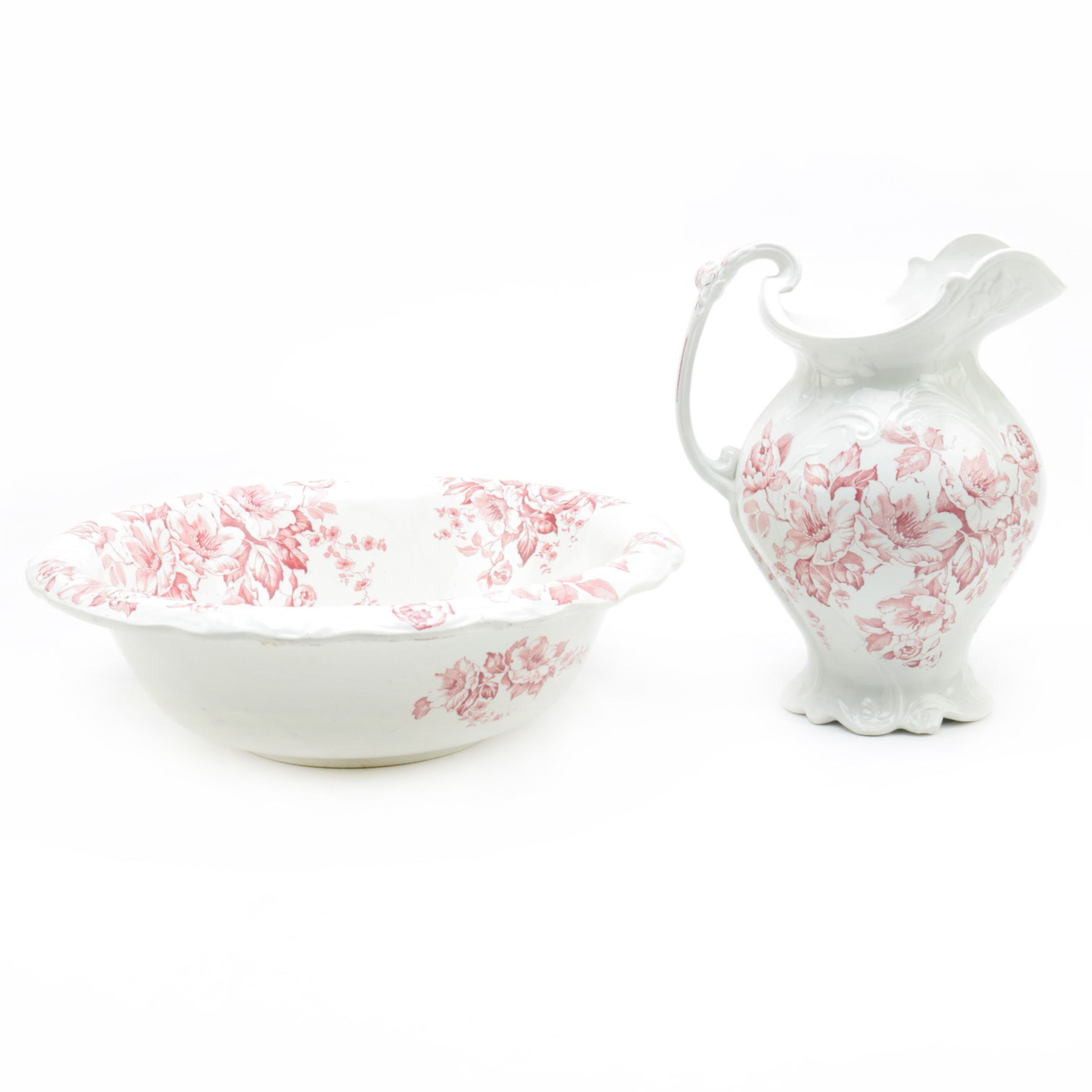 Dudson, Wilcox & Till "Anemone" Ceramic Bowl and Pitcher