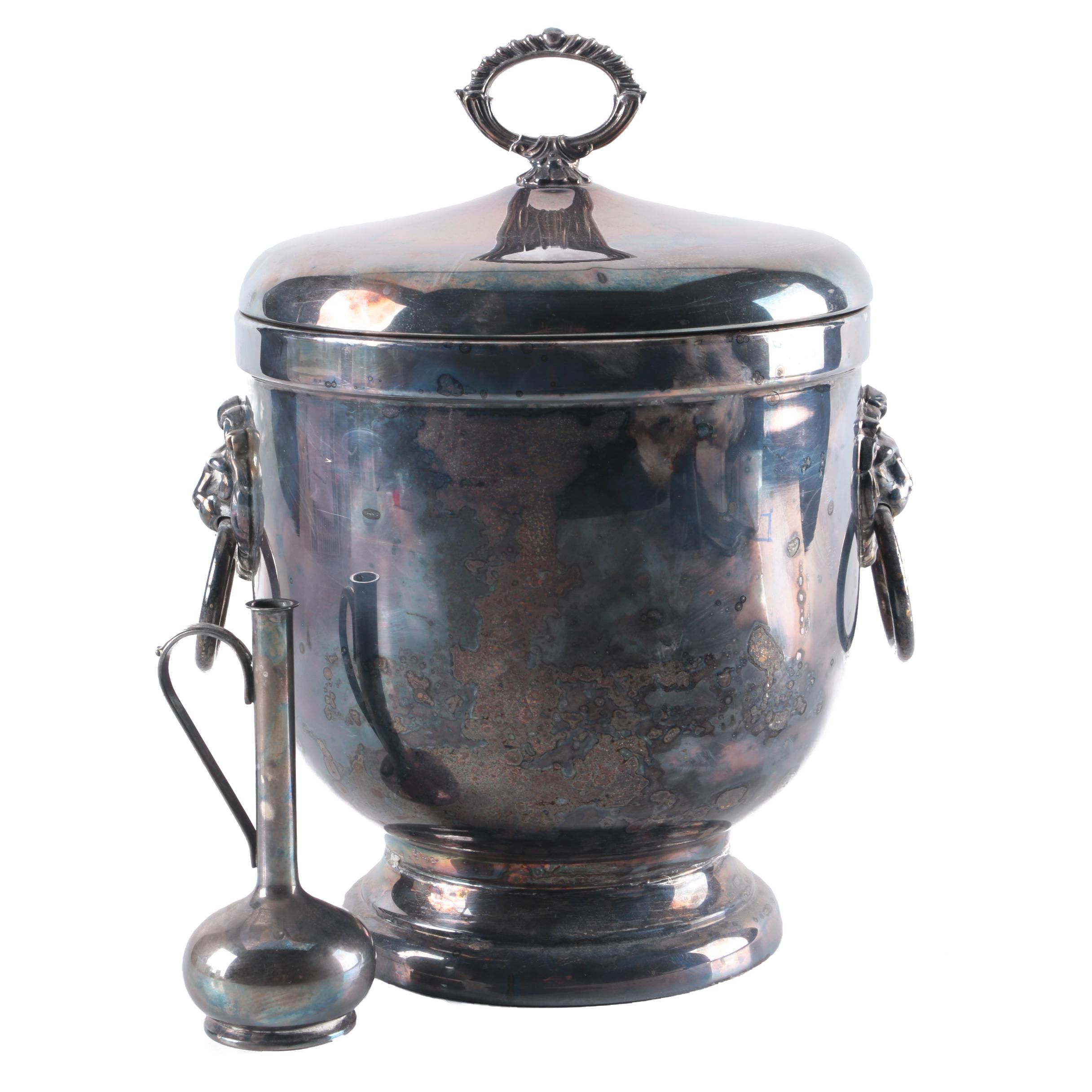 Danish Silver Plate Bud Vase with Silver Plate Ice Bucket