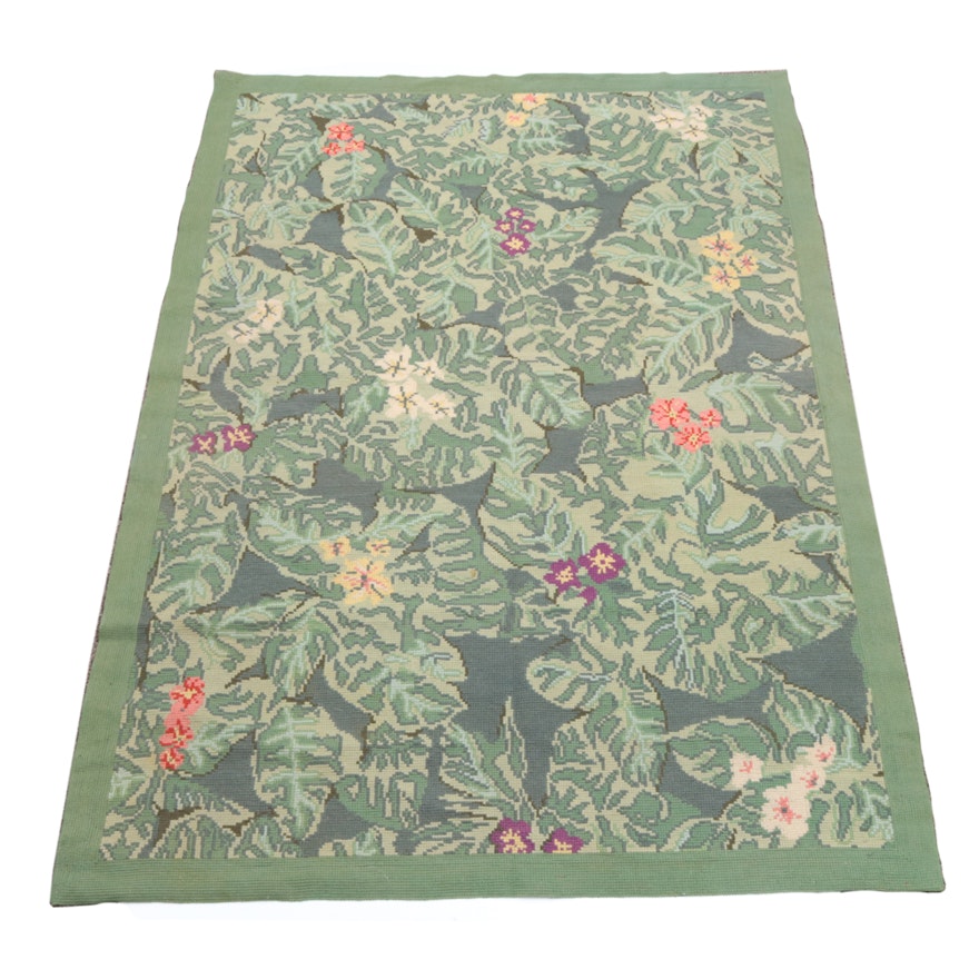 Needlepoint Foliate Wool Area Rug by Stark