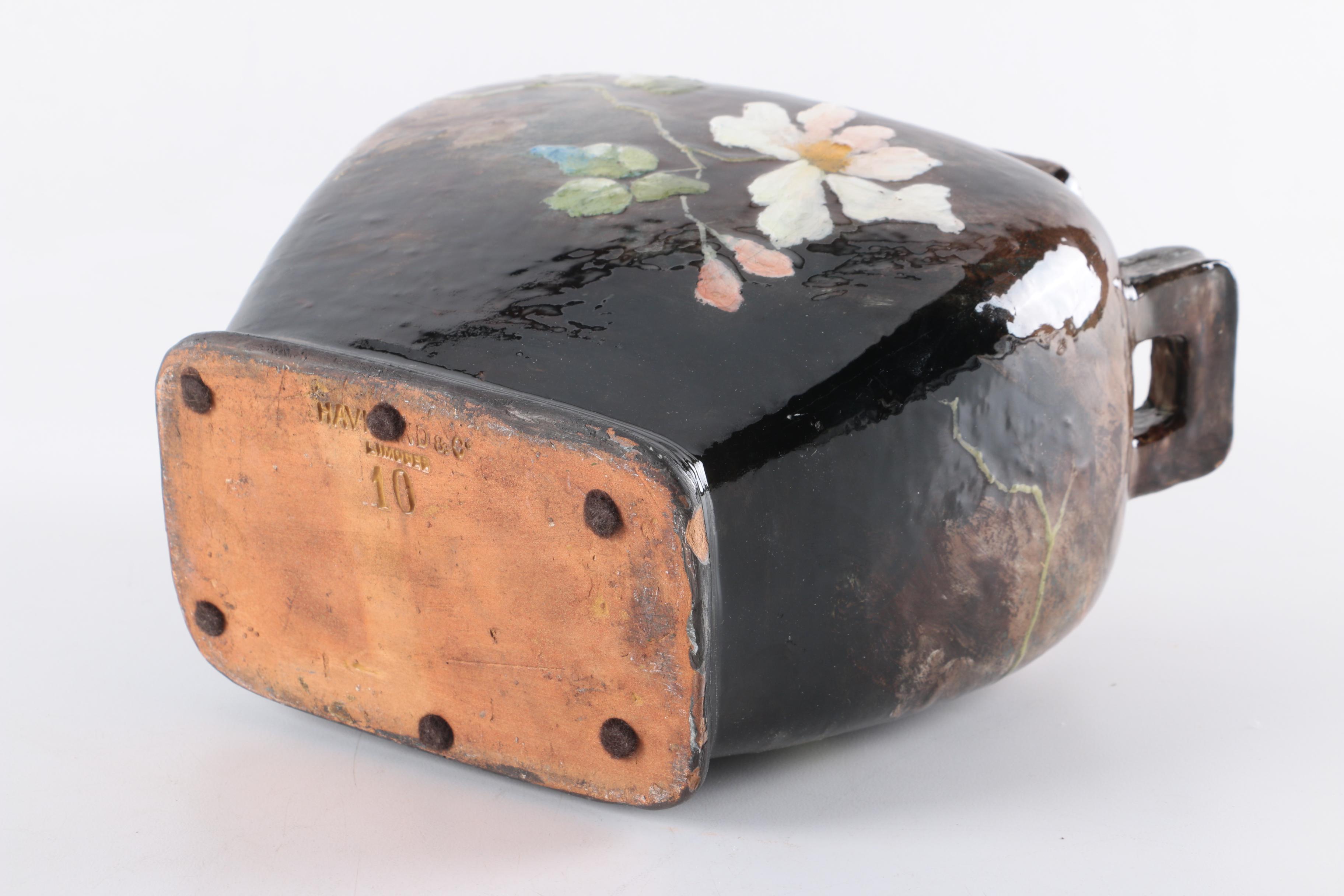 Antique Signed Haviland Limoges Barbotine Earthenware Vase