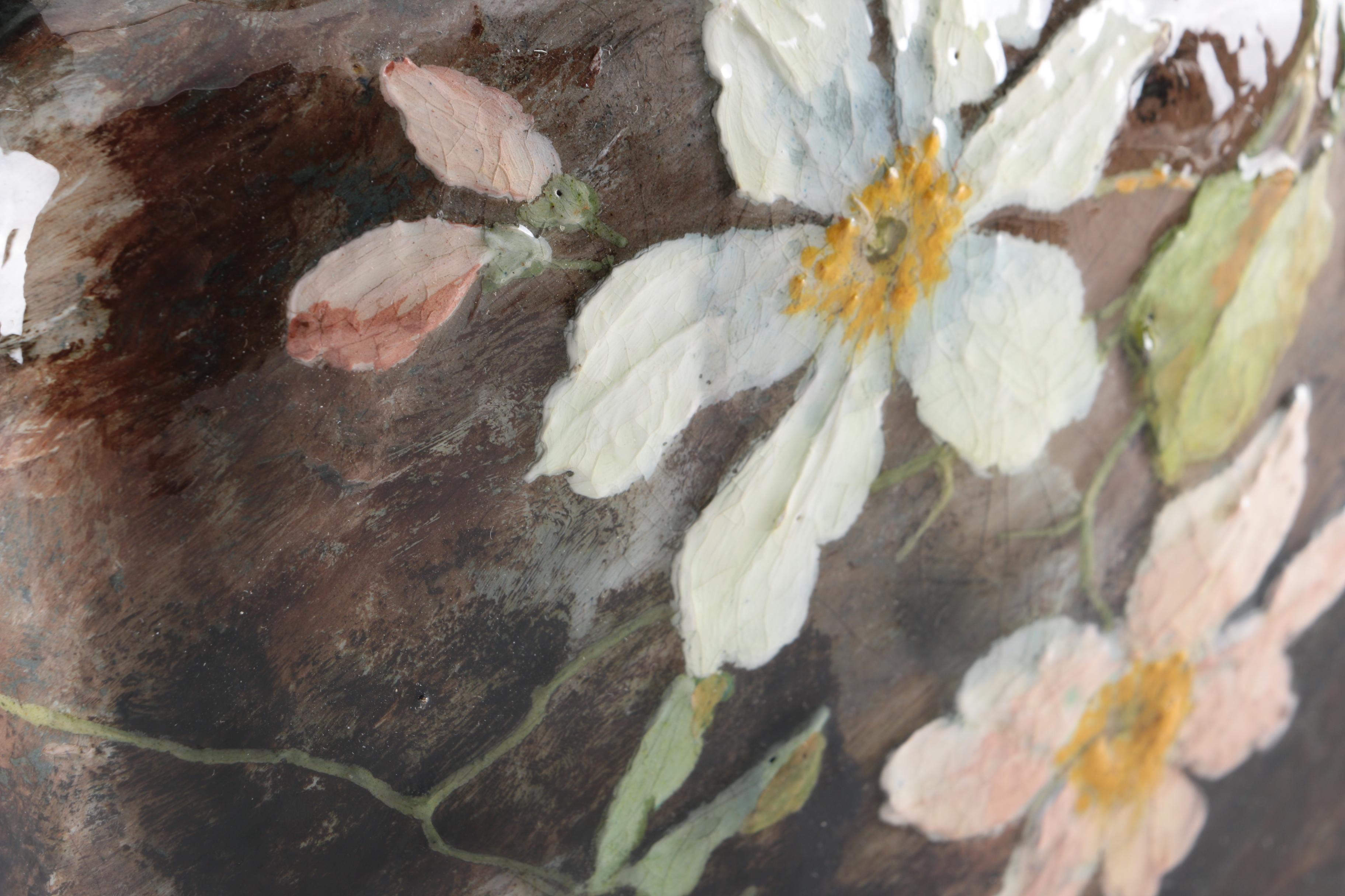 Antique Signed Haviland Limoges Barbotine Earthenware Vase