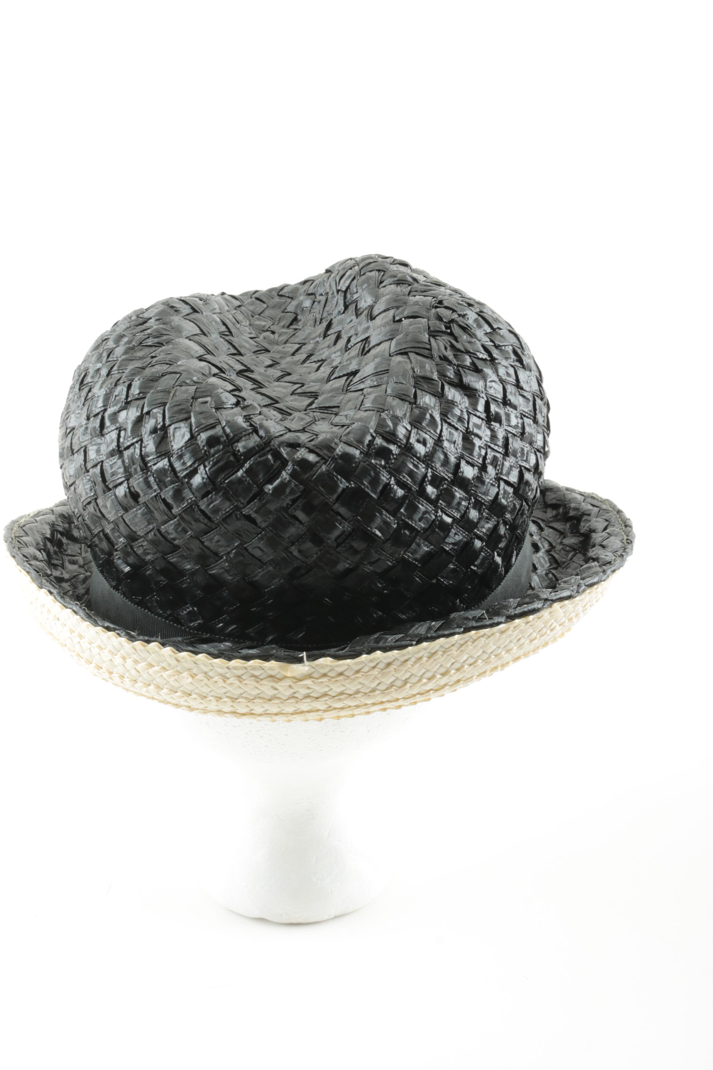 Vintage Black Woven Cellophane Hat