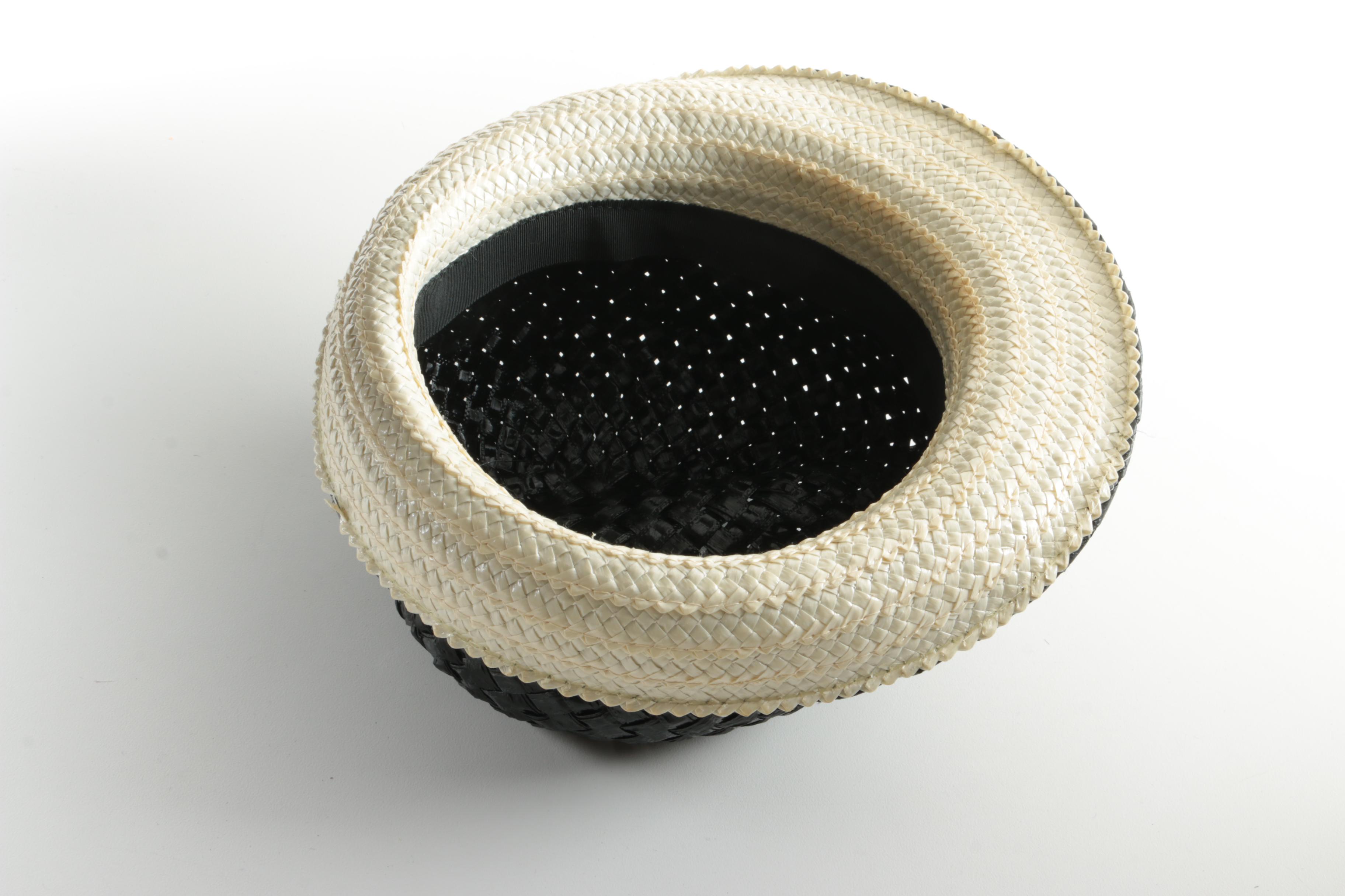 Vintage Black Woven Cellophane Hat