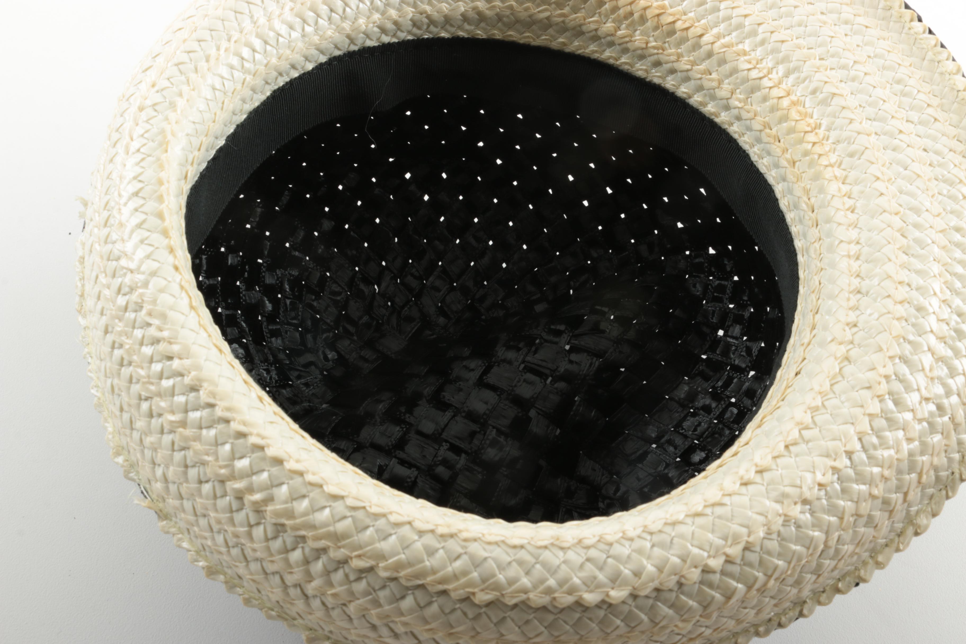 Vintage Black Woven Cellophane Hat