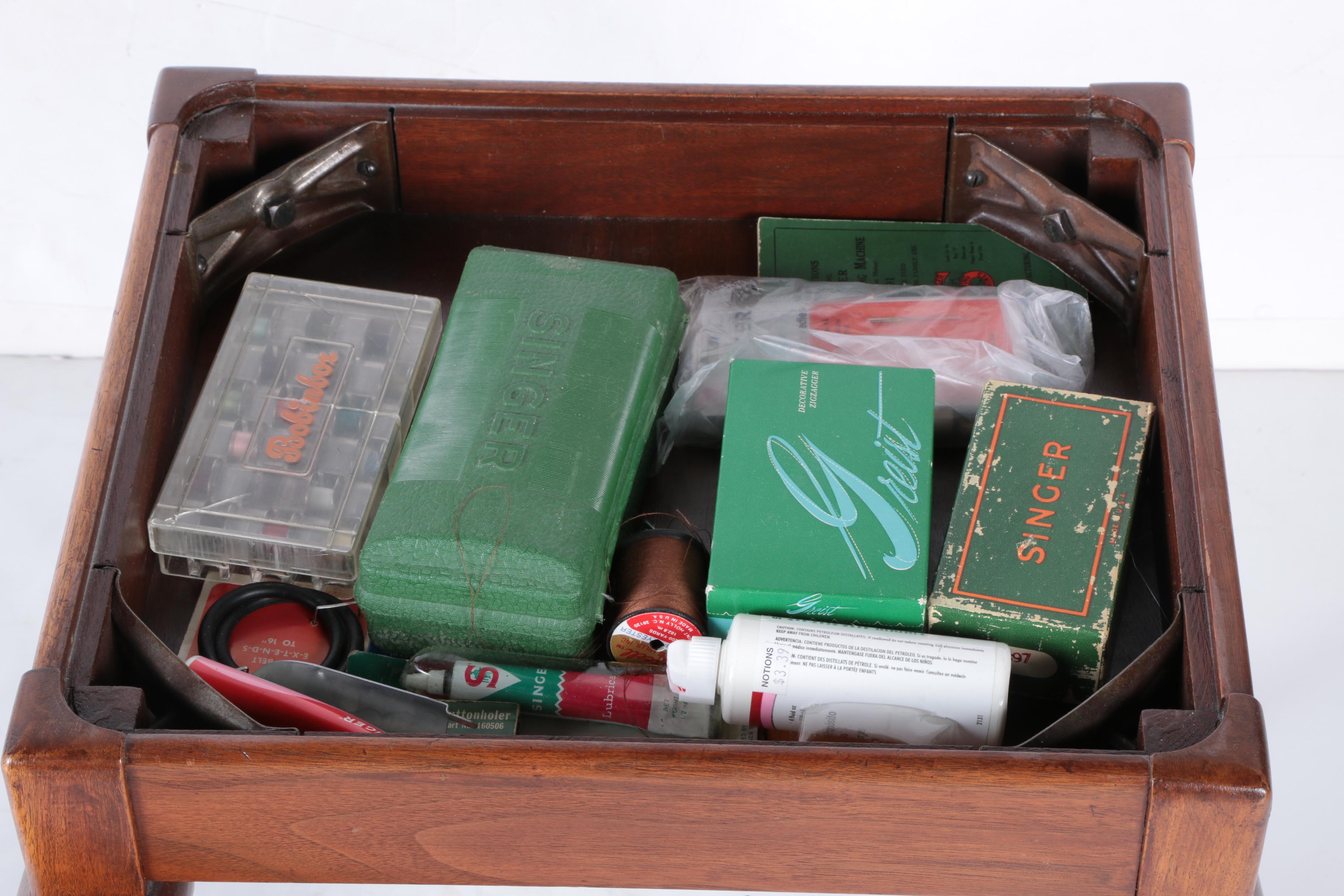 Vintage Singer 15-91 Sewing Machine and Table