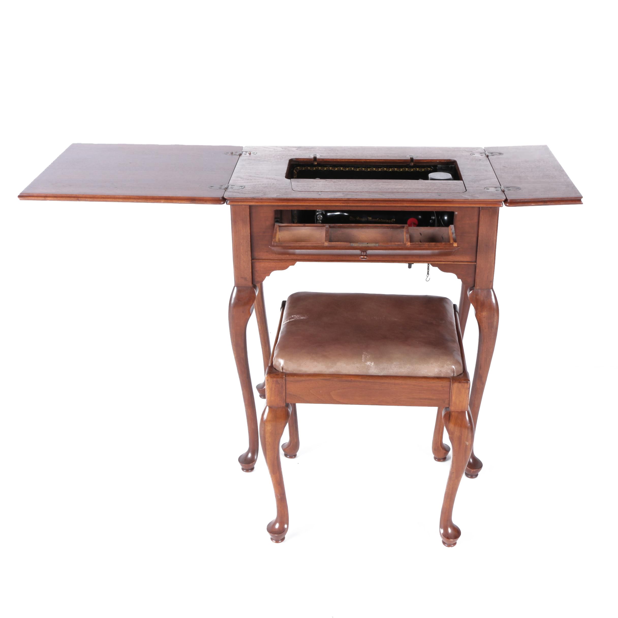 Vintage Singer 15-91 Sewing Machine and Table