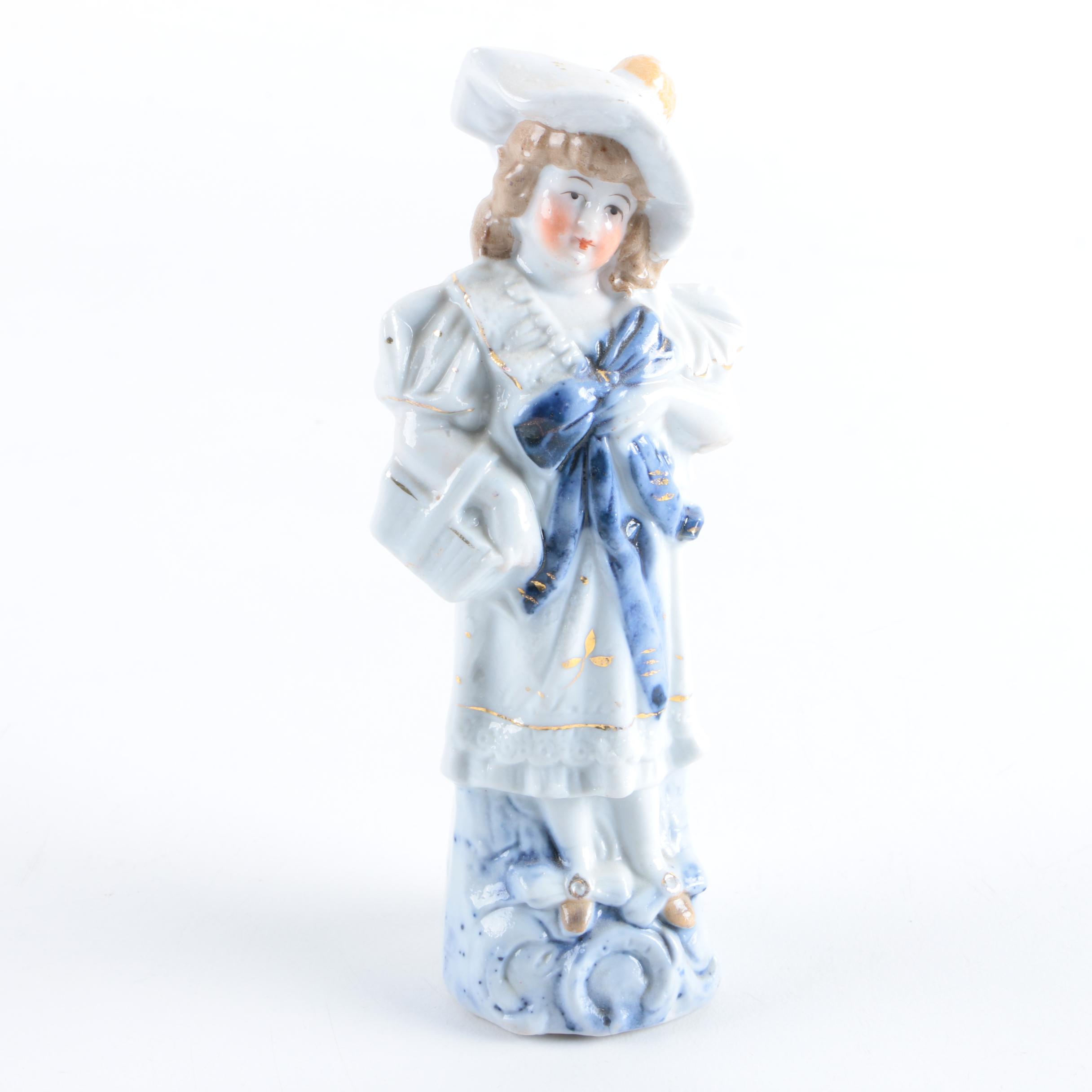 Gebrüder Heubach Porcelain Shepherd and Porcelain Girl Figurine