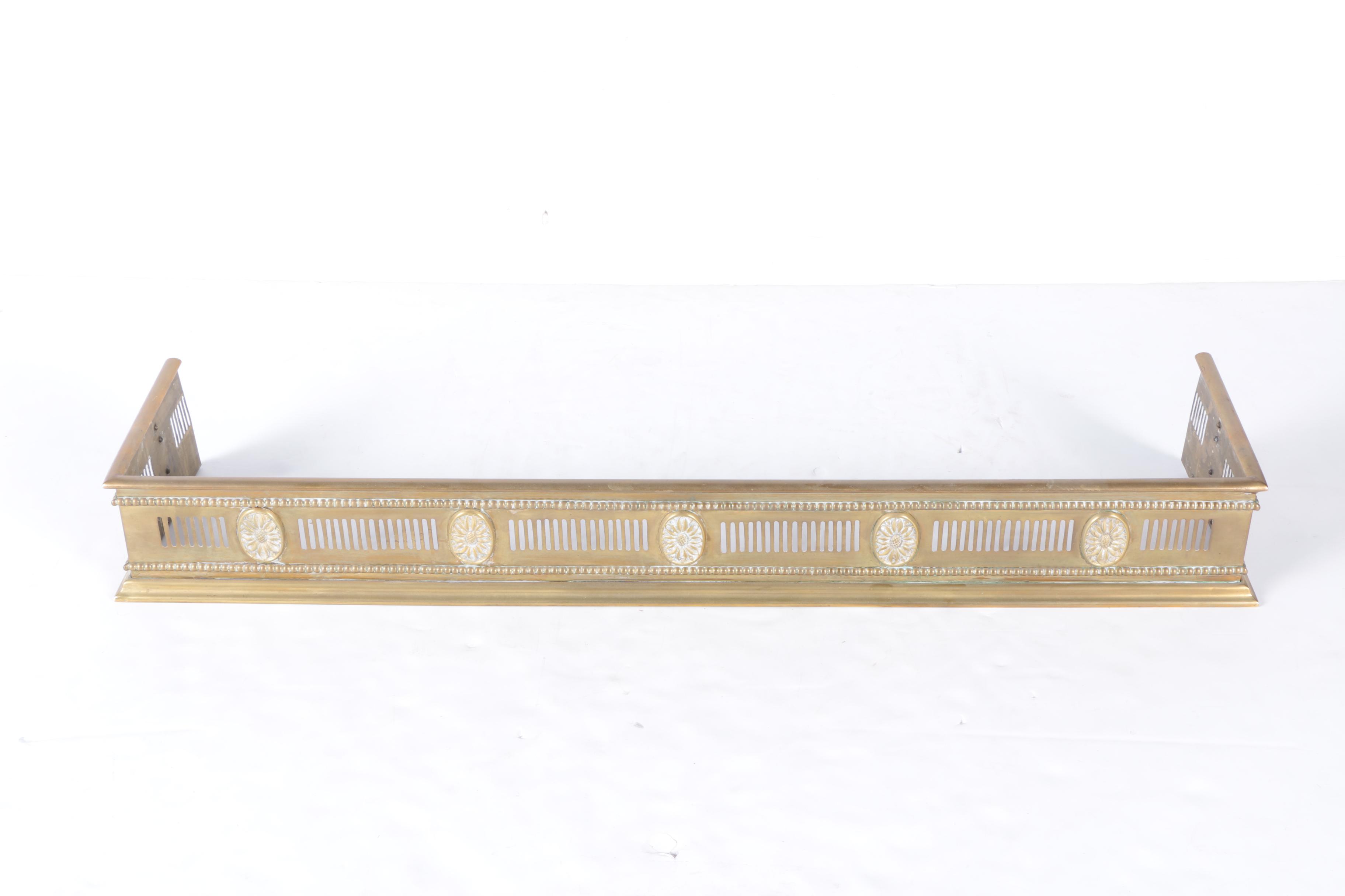 Brass Fireplace Screen, Andirons and Accessories