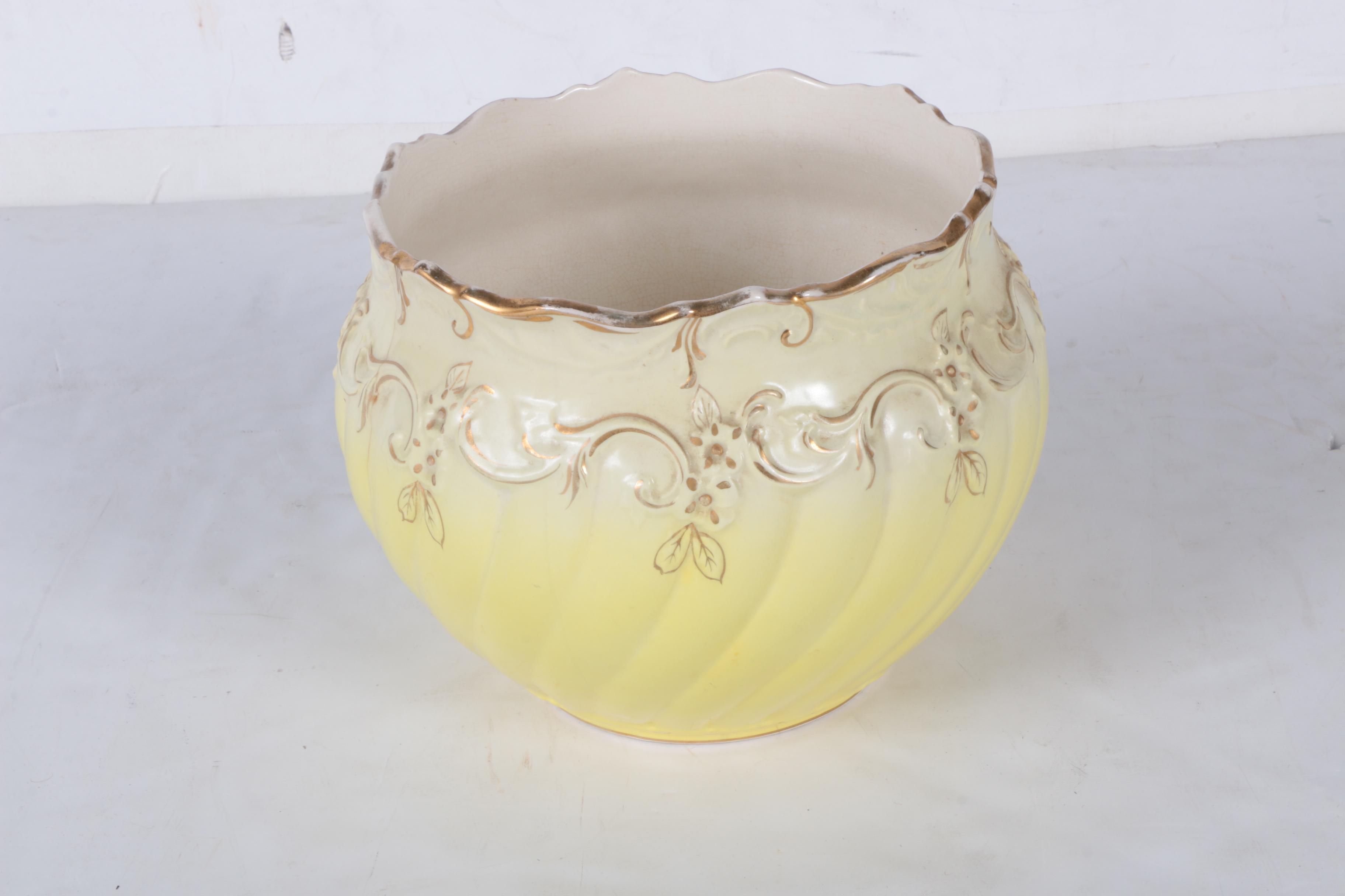 Vintage Sebring Pottery Jardiniere and Pedestal