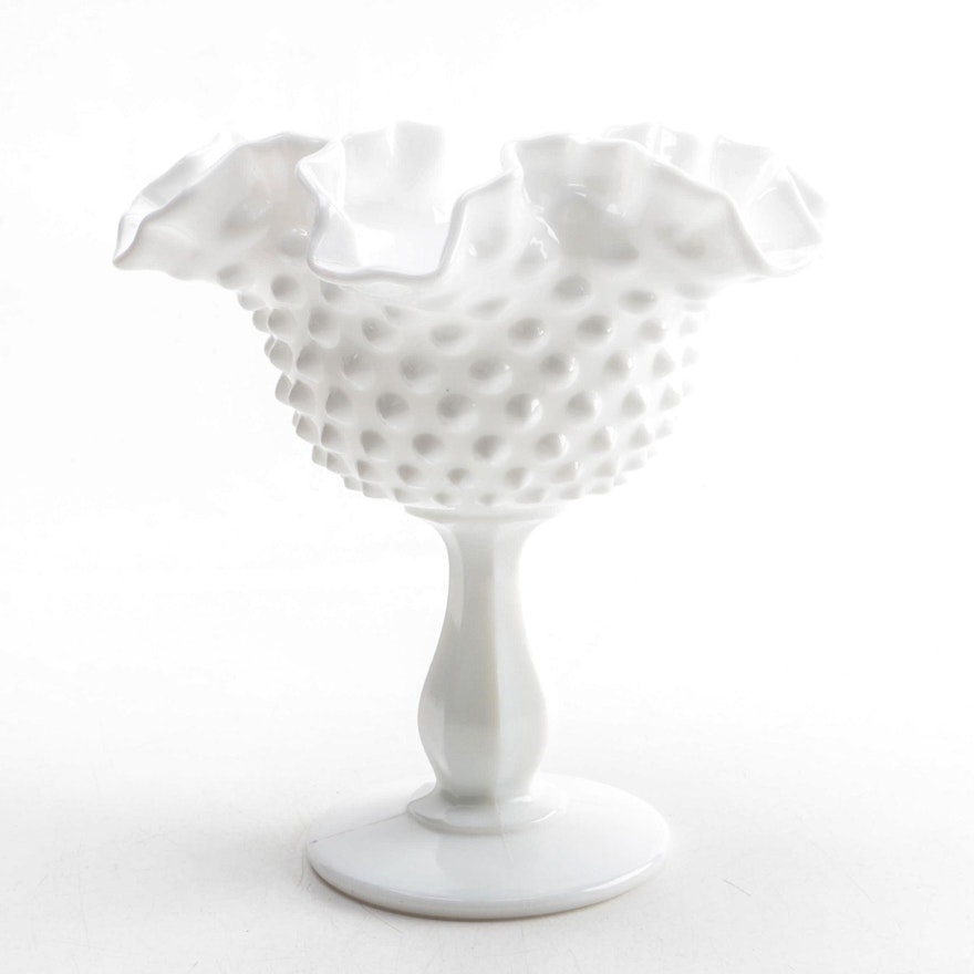 Vintage Hobnail Milk Glass Compote