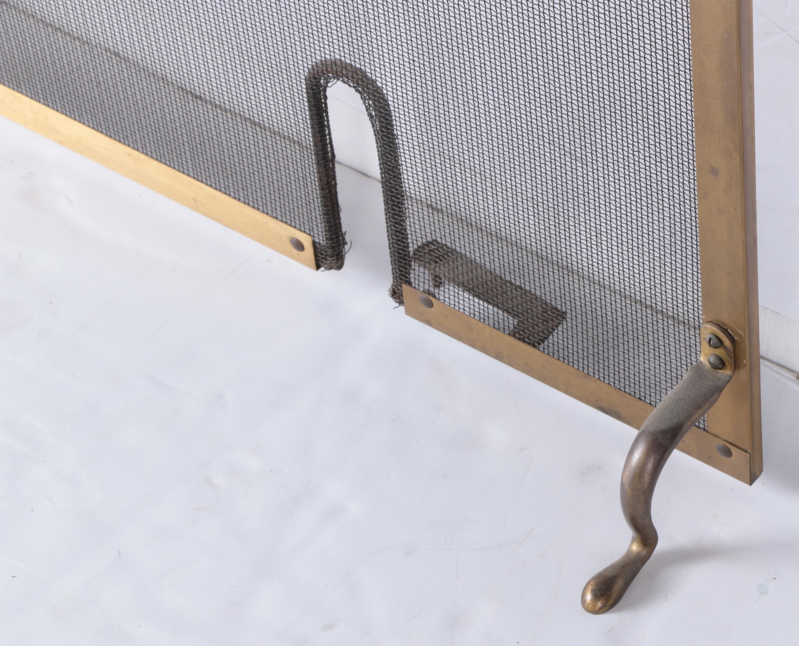 Brass Fireplace Screen, Andirons and Accessories