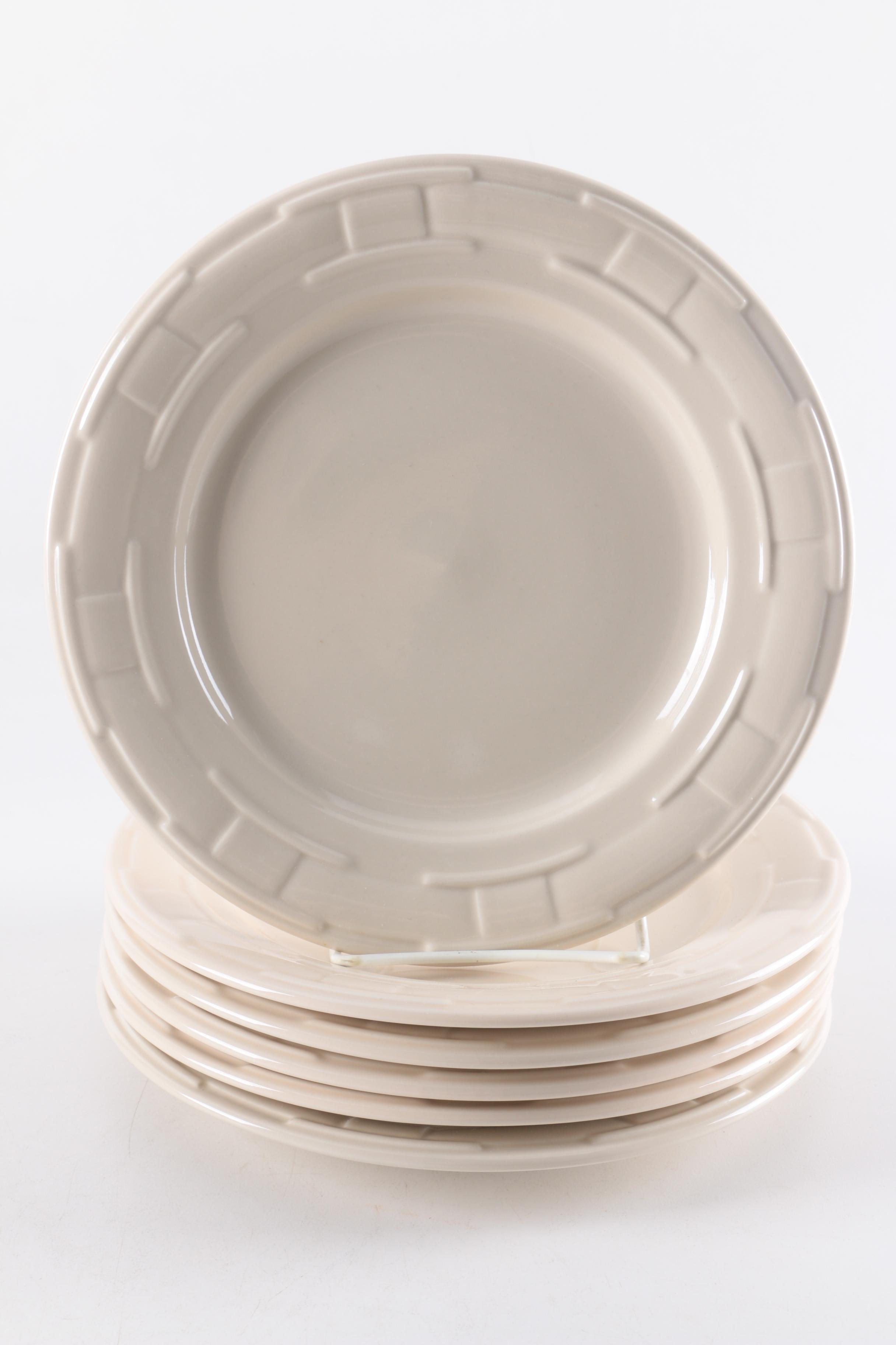 Longaberger Pottery "Woven Traditions Ivory" Plates