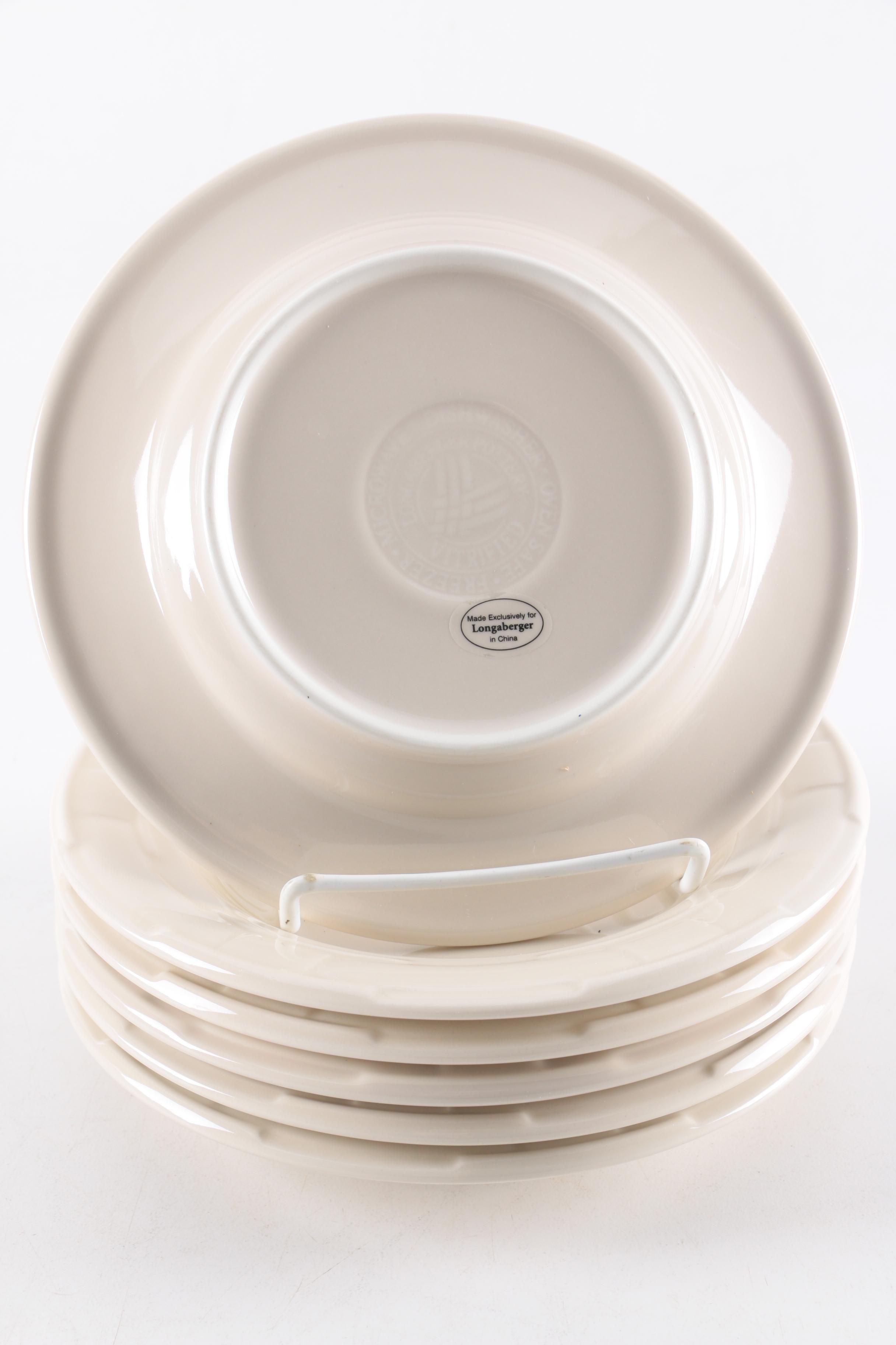 Longaberger Pottery "Woven Traditions Ivory" Plates