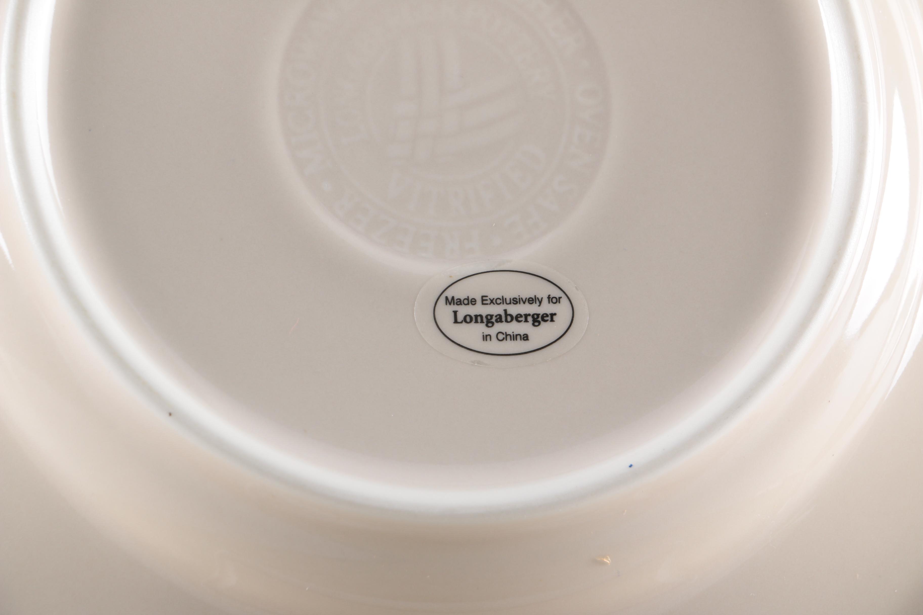 Longaberger Pottery "Woven Traditions Ivory" Plates