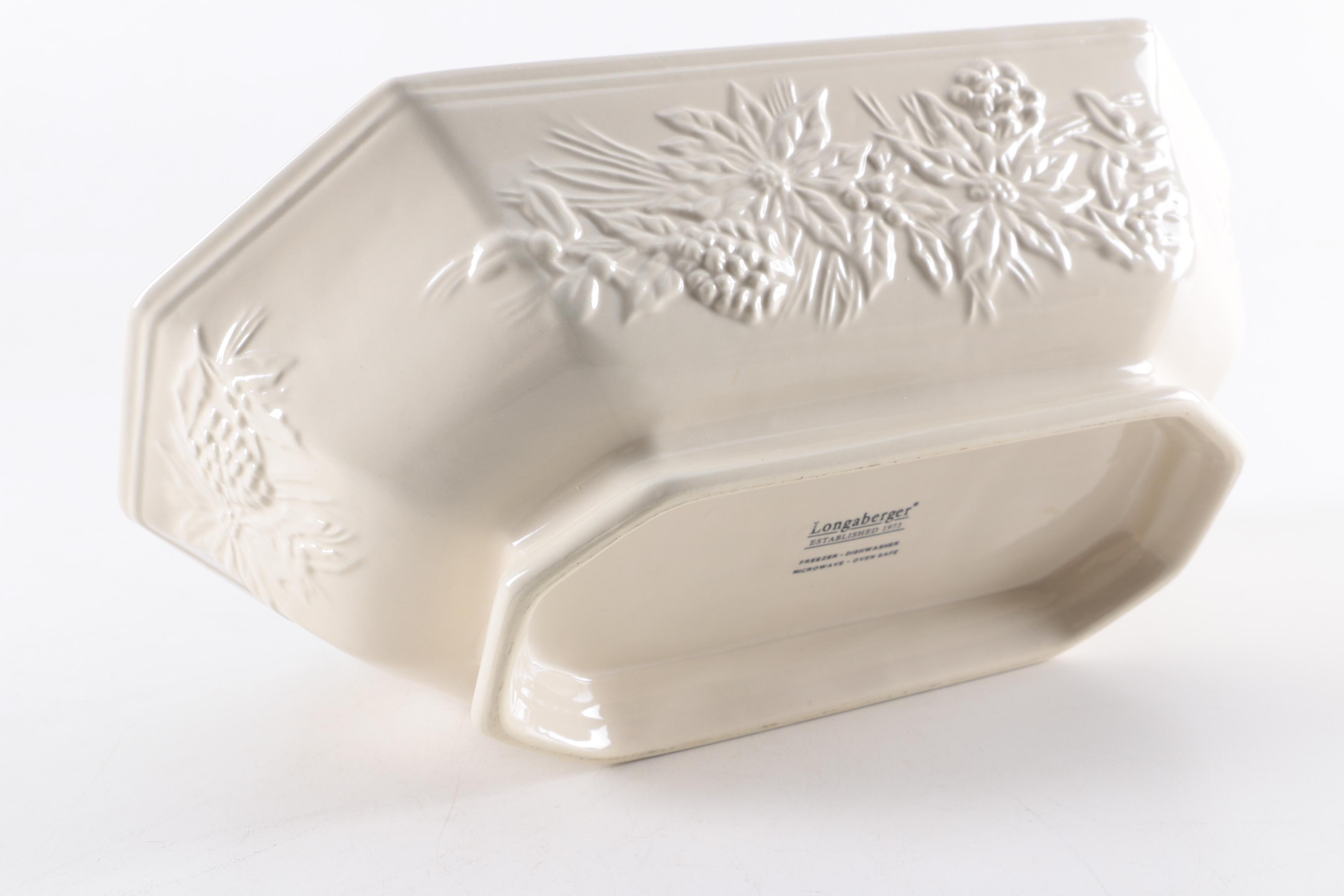 Longaberger Pottery "Woven Traditions Ivory" Plates