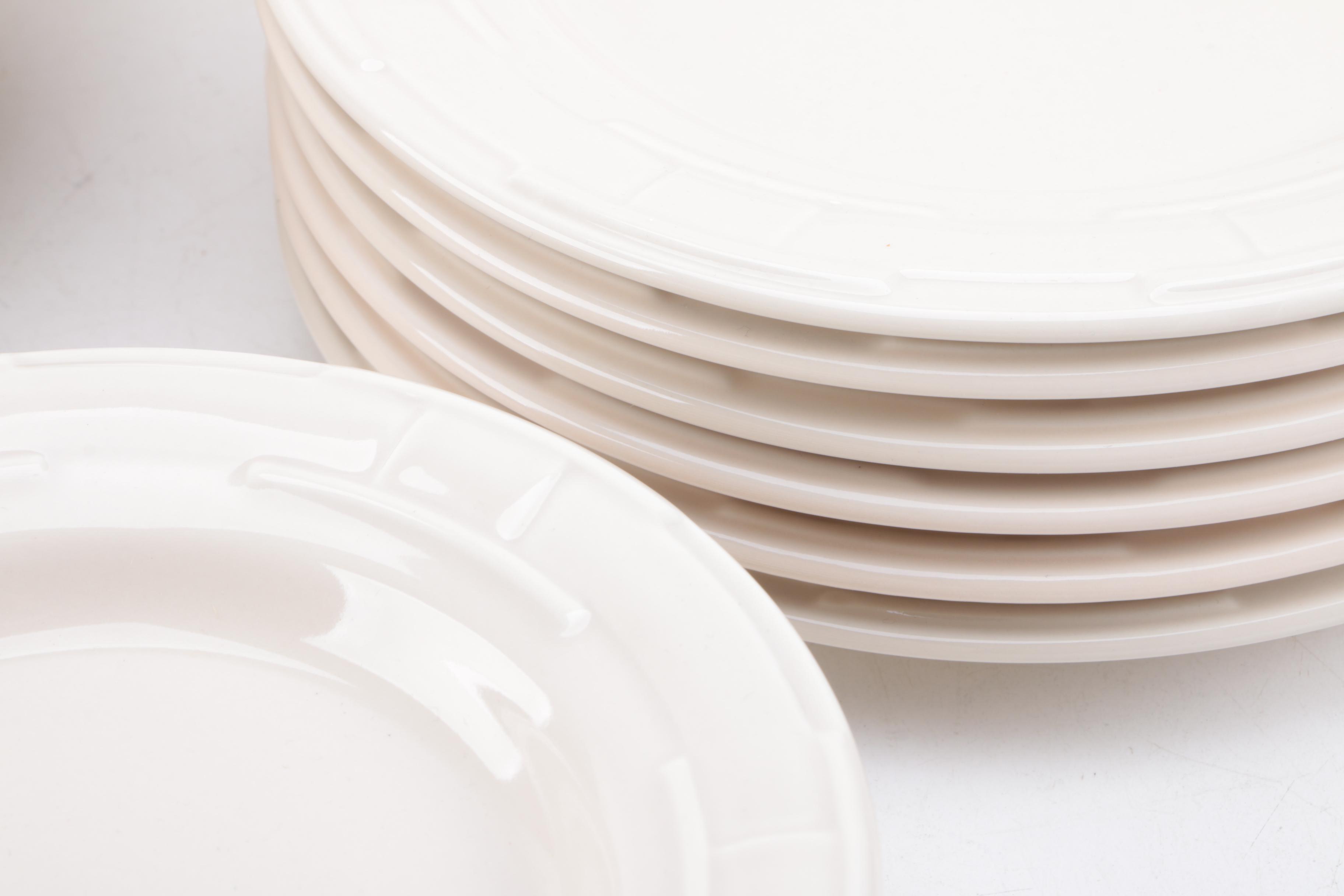 Longaberger Pottery "Woven Traditions Ivory" Plates