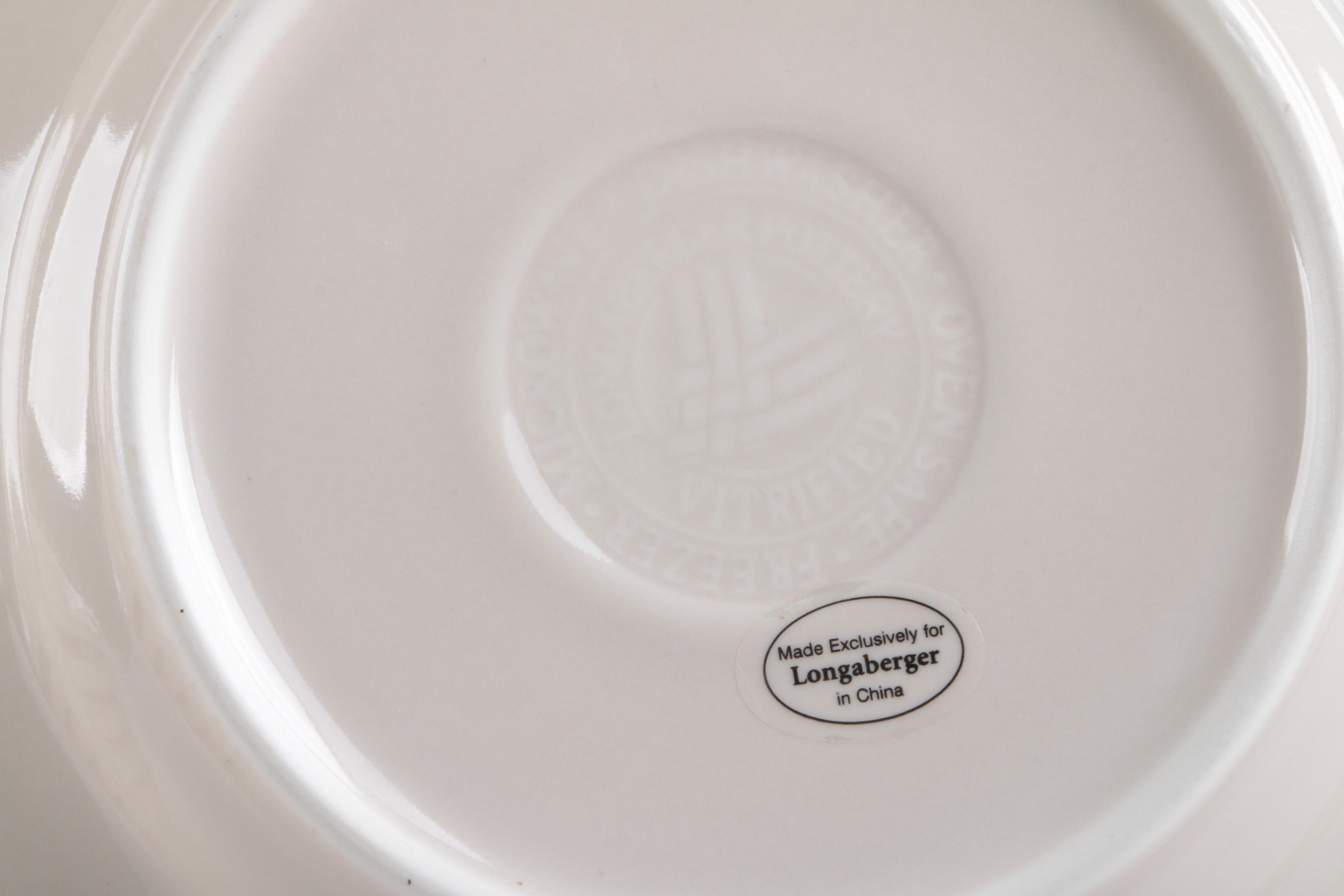 Longaberger Pottery "Woven Traditions Ivory" Plates