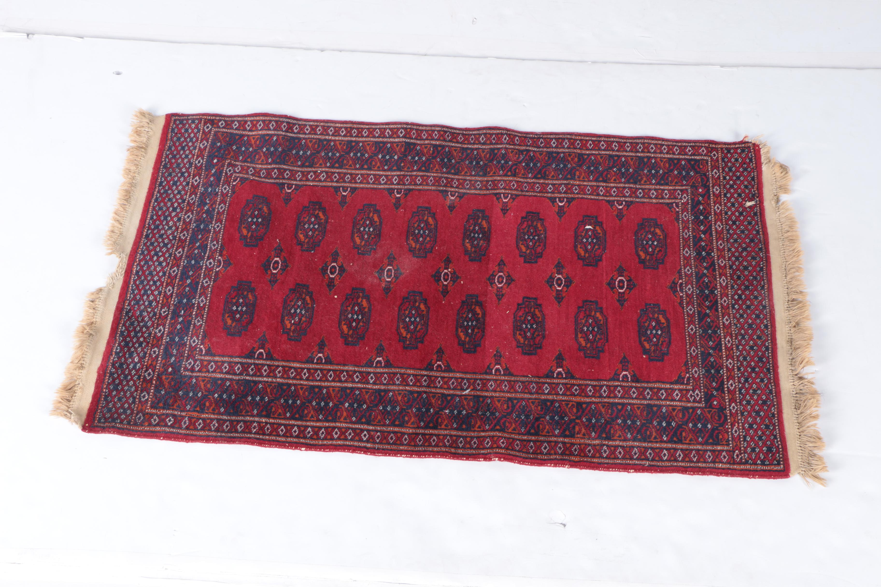 Pair of Hand-Knotted Tekke Bokhara Wool Accent Rugs