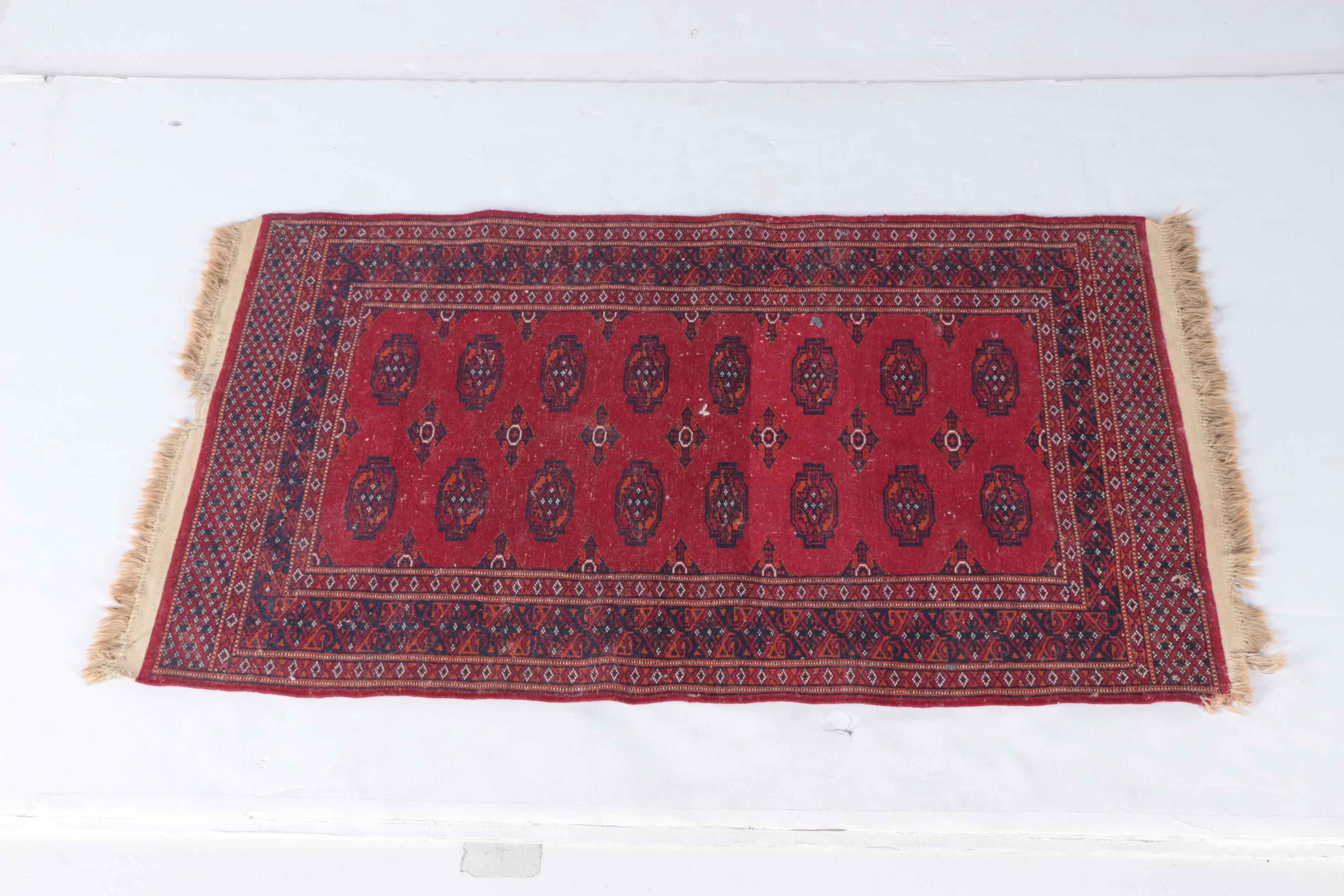 Pair of Hand-Knotted Tekke Bokhara Wool Accent Rugs