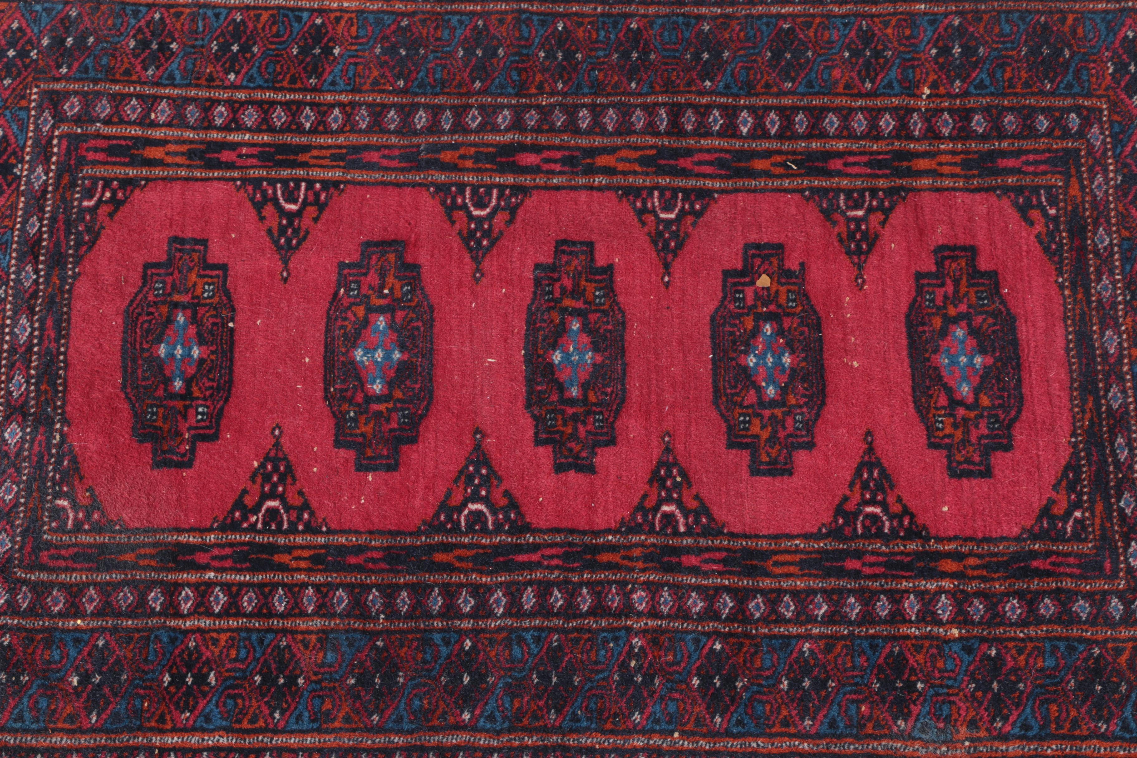 Pair of Hand-Knotted Tekke Bokhara Wool Accent Rugs