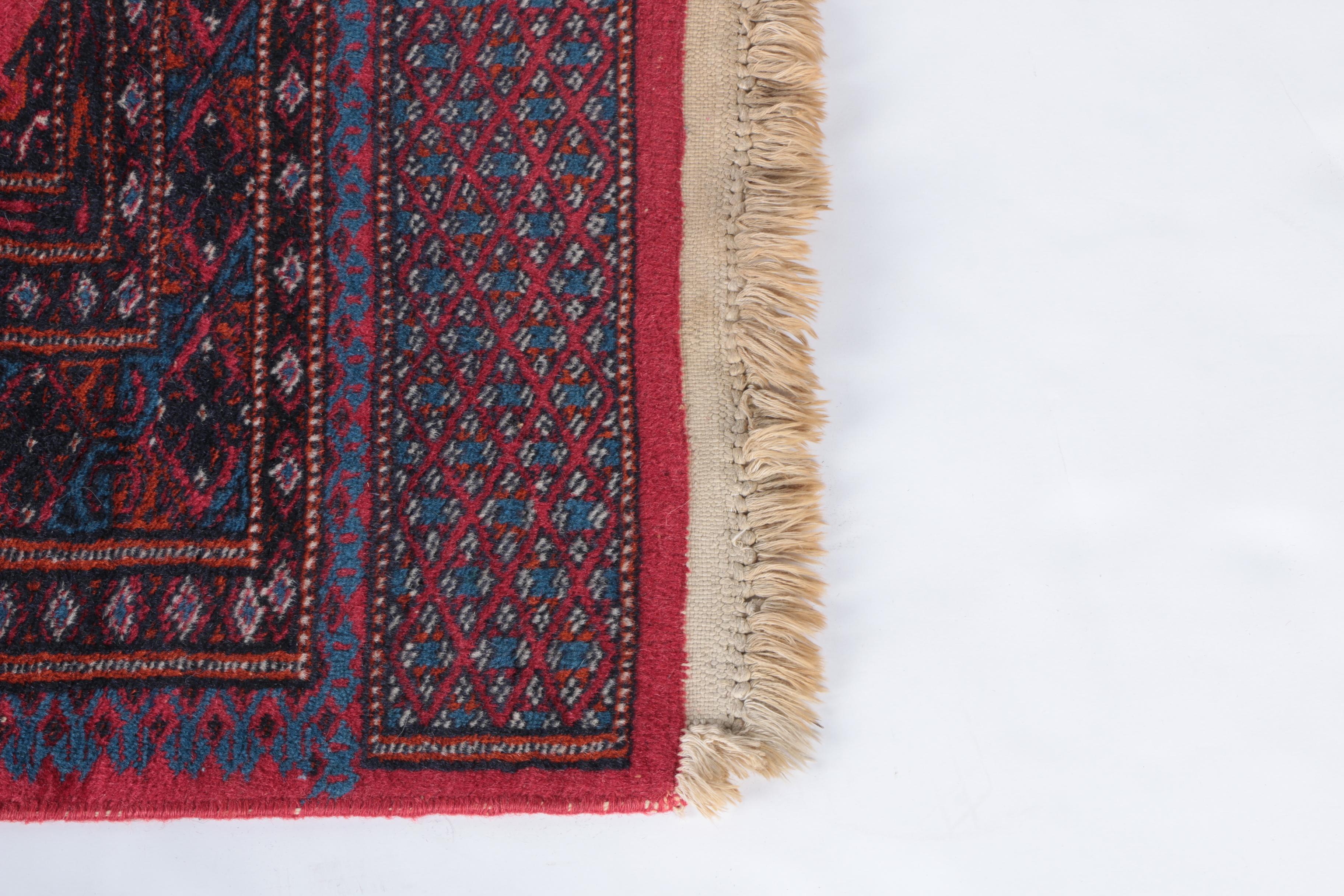 Pair of Hand-Knotted Tekke Bokhara Wool Accent Rugs