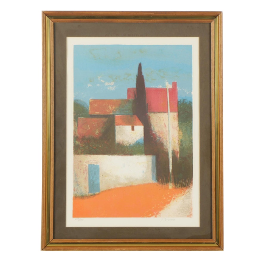 Pierre Bisiaux Limited Edition Color Lithograph "Mur Blanc"