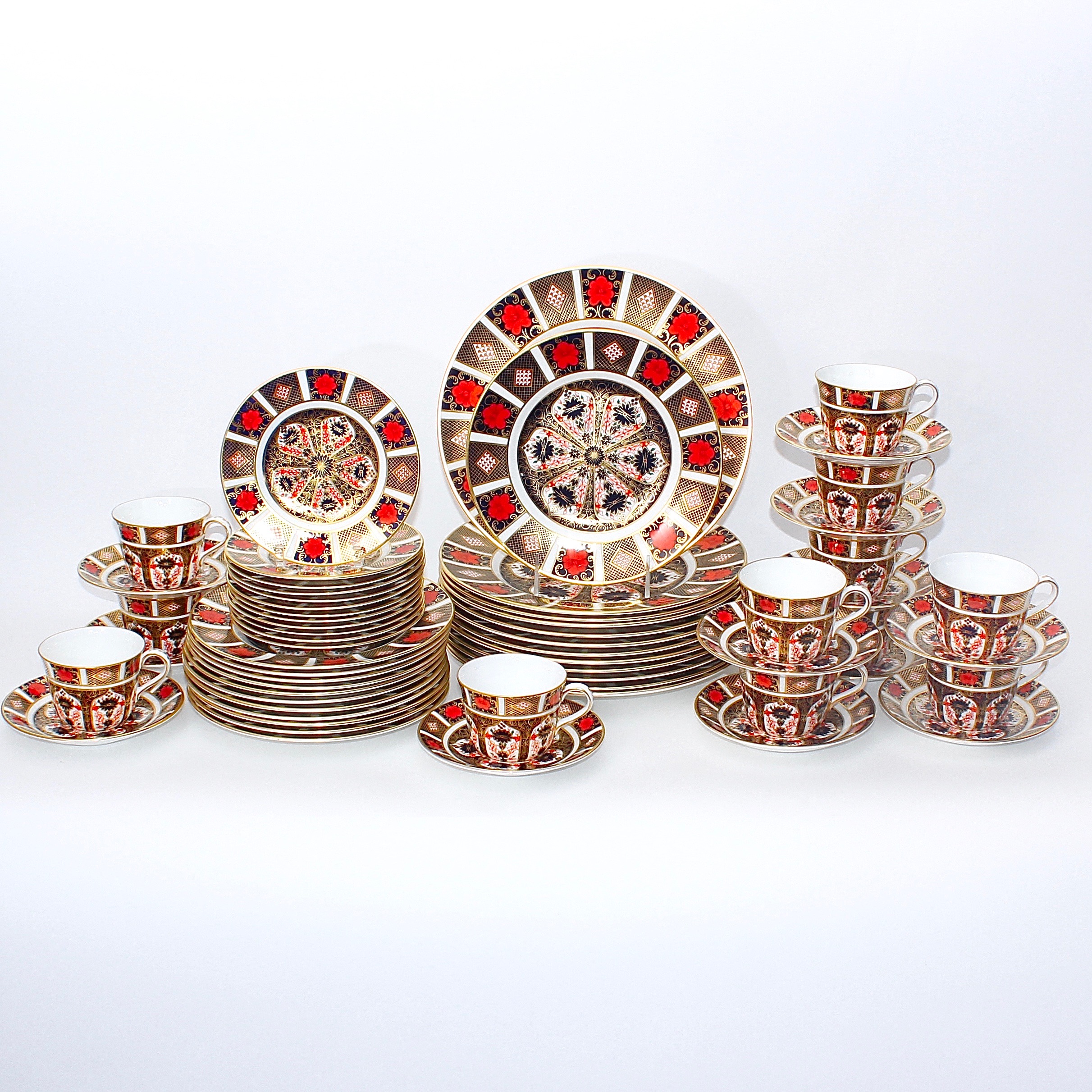 Royal Crown Derby Imari Style China Service for Twelve