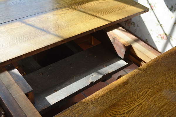Quarter Sawn Oak Claw Foot Dining Table and Six Spindle Back Chairs