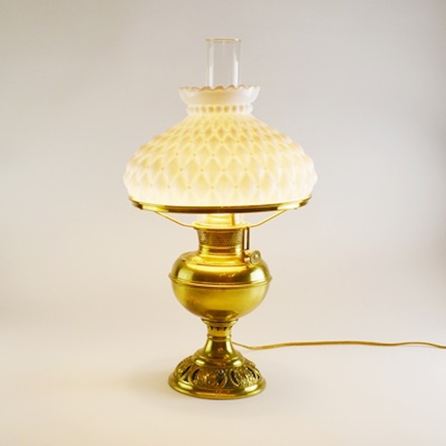 Bradley & Hubbard Co. Brass Converted Oil Table Lamp