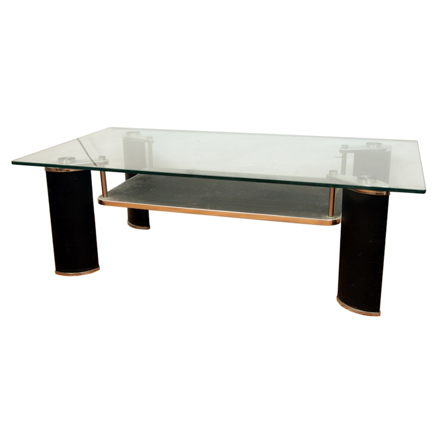 Contemporary Glass Top Entertainment Table